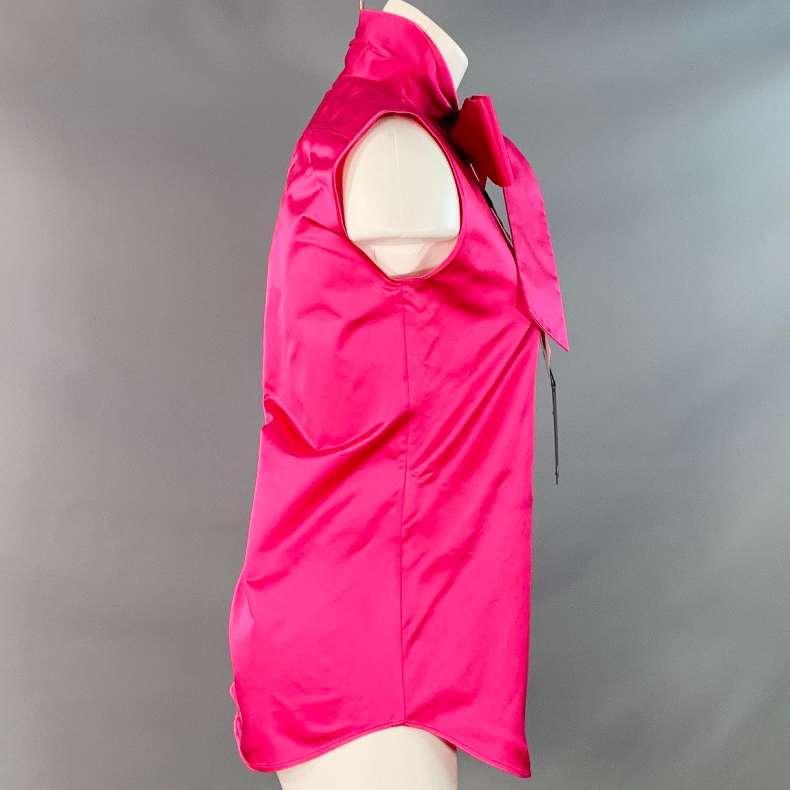 Dsquared2 DSQUARED2 Size XS Fuchsia Silk Sleeveless Bow Dress Top Size XS / US 0-2 / IT 36-38 - 3 Thumbnail