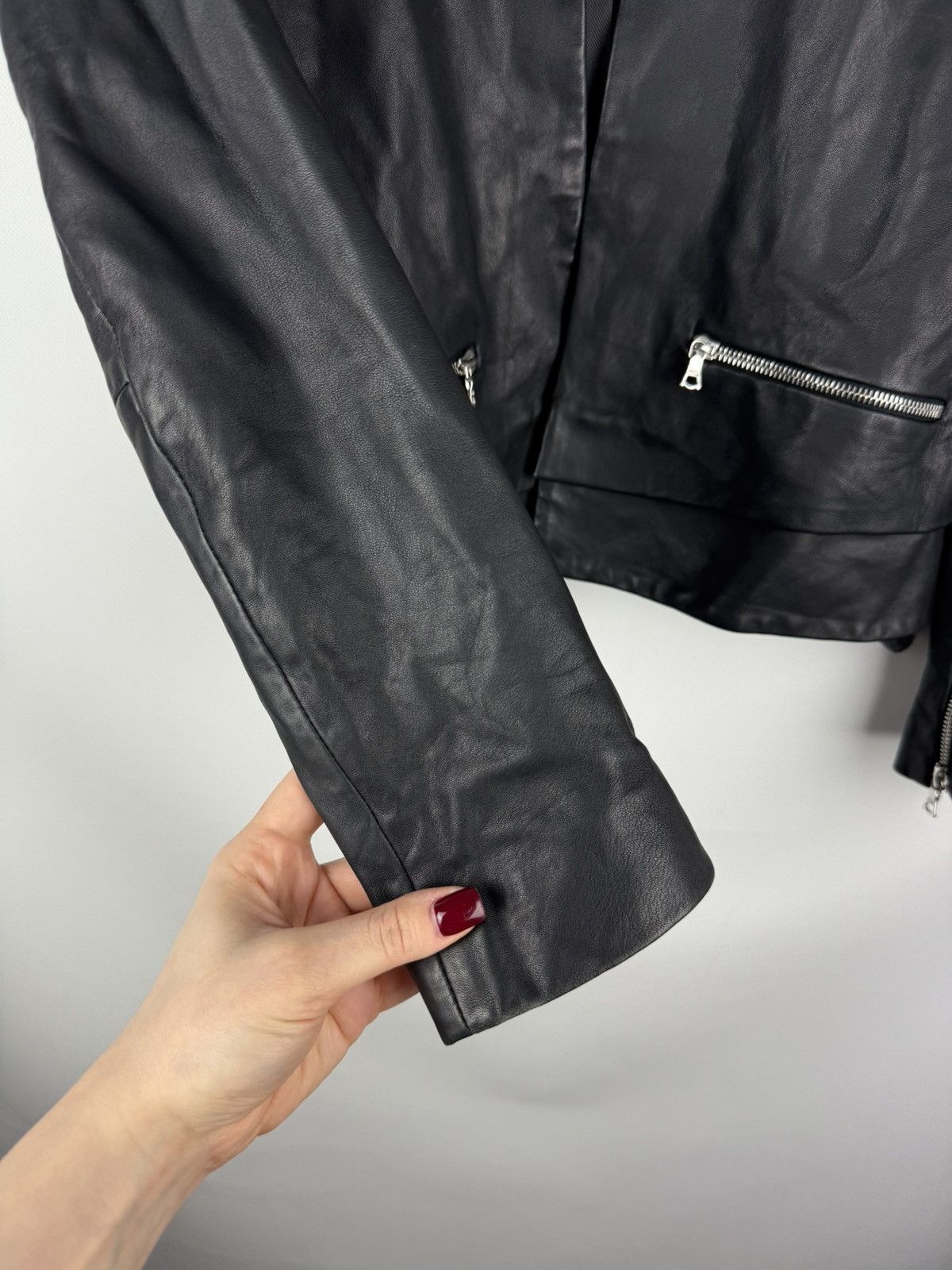 Sandro Sandro Paris Ladies Lamb Leather Biker Jacket Size ~ L Size L / US 10 / IT 46 - 9 Thumbnail