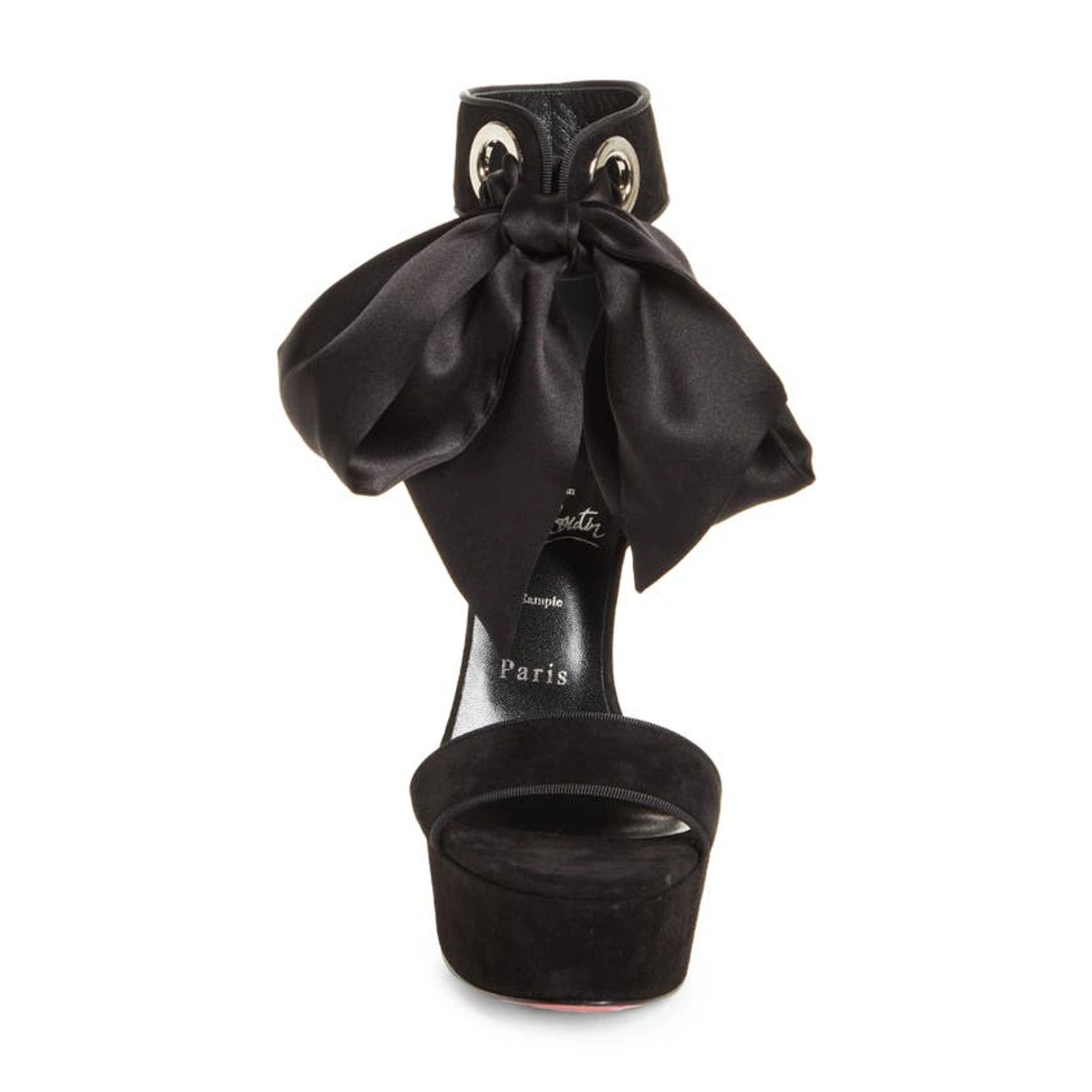 Christian Louboutin Torrida Alta 150 Black Silk Bow Platform Sandal Heel Pump 42 Size US 12 / IT 42 - 6 Thumbnail