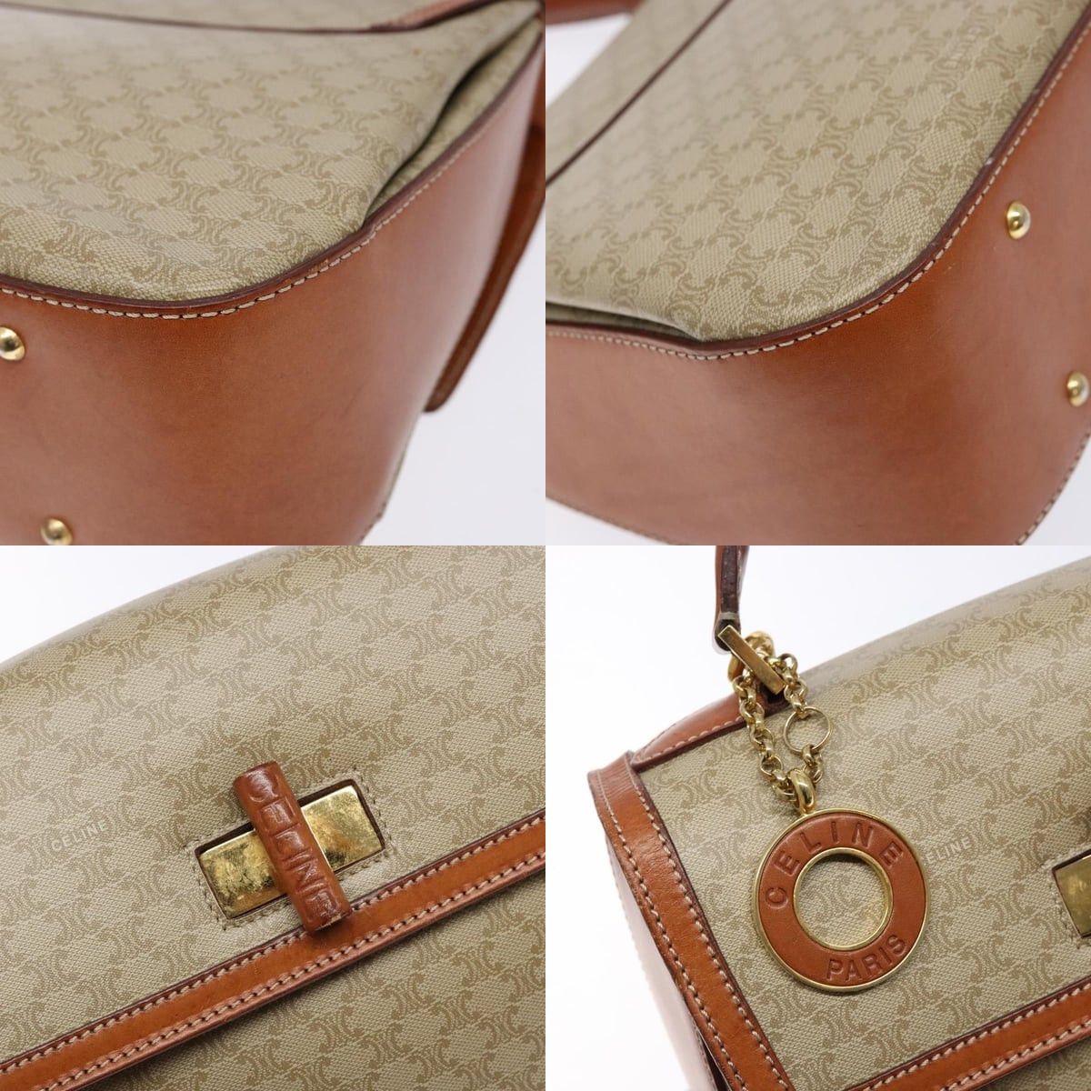Celine CELINE Macadam Canvas Hand Bag Pvc Beige Gold Size ONE SIZE - 11 Thumbnail