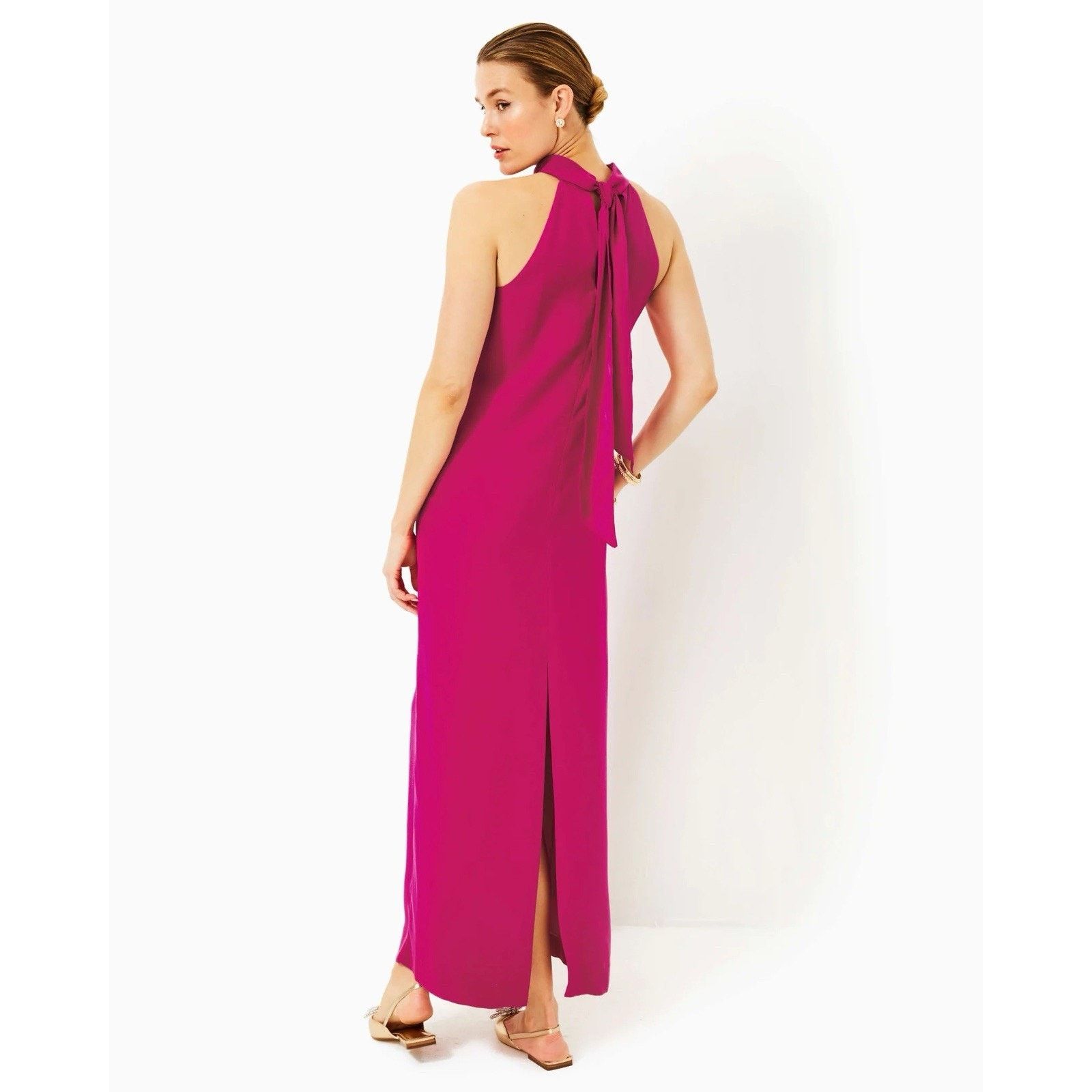 NWT Lilly Pulitzer Alaric Maxi Dress Pink Slit Halter Neck