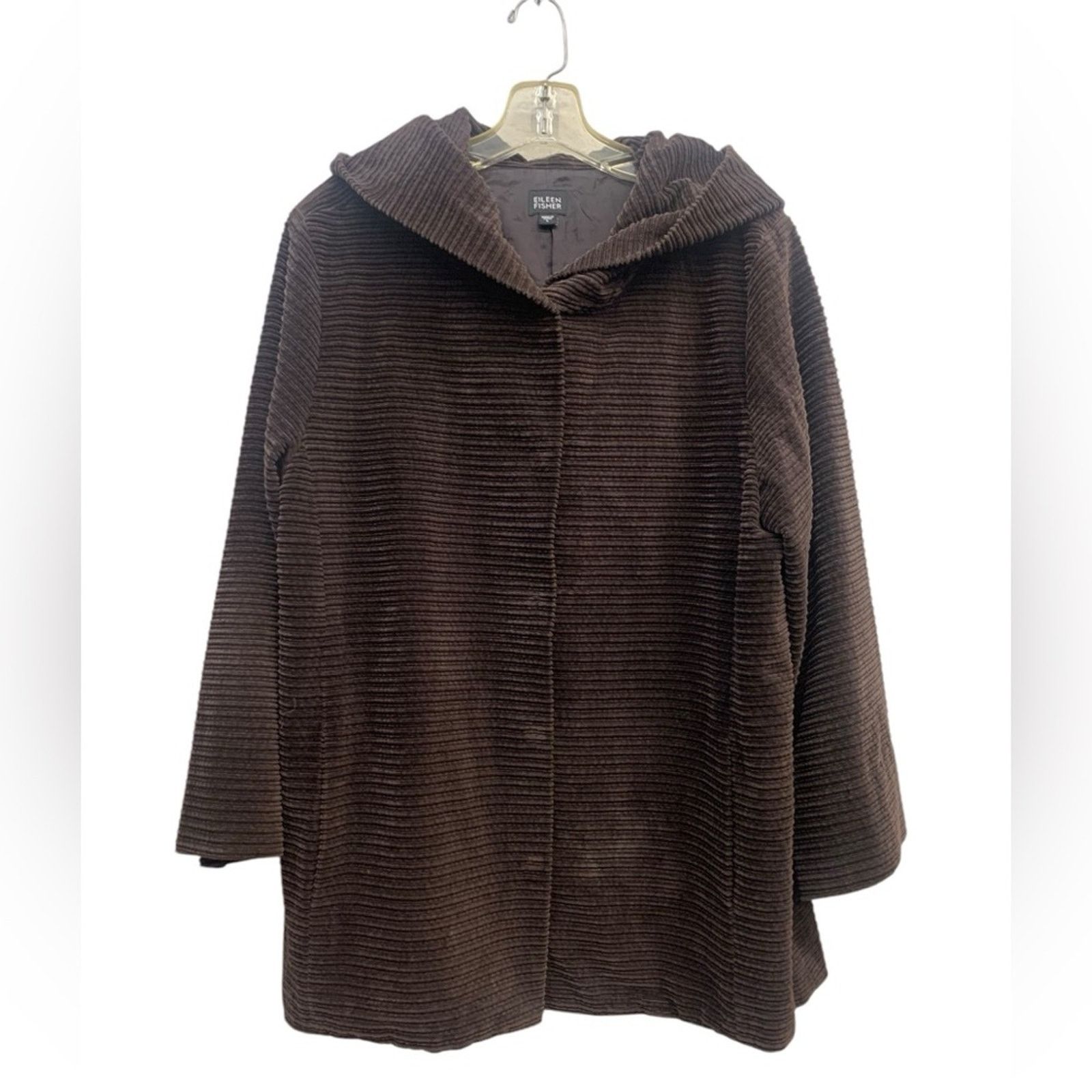 Eileen Fisher Eileen Fisher Corduroy Hoodie SZ L Brown Jacket Size L / US 10 / IT 46 - 1 Thumbnail