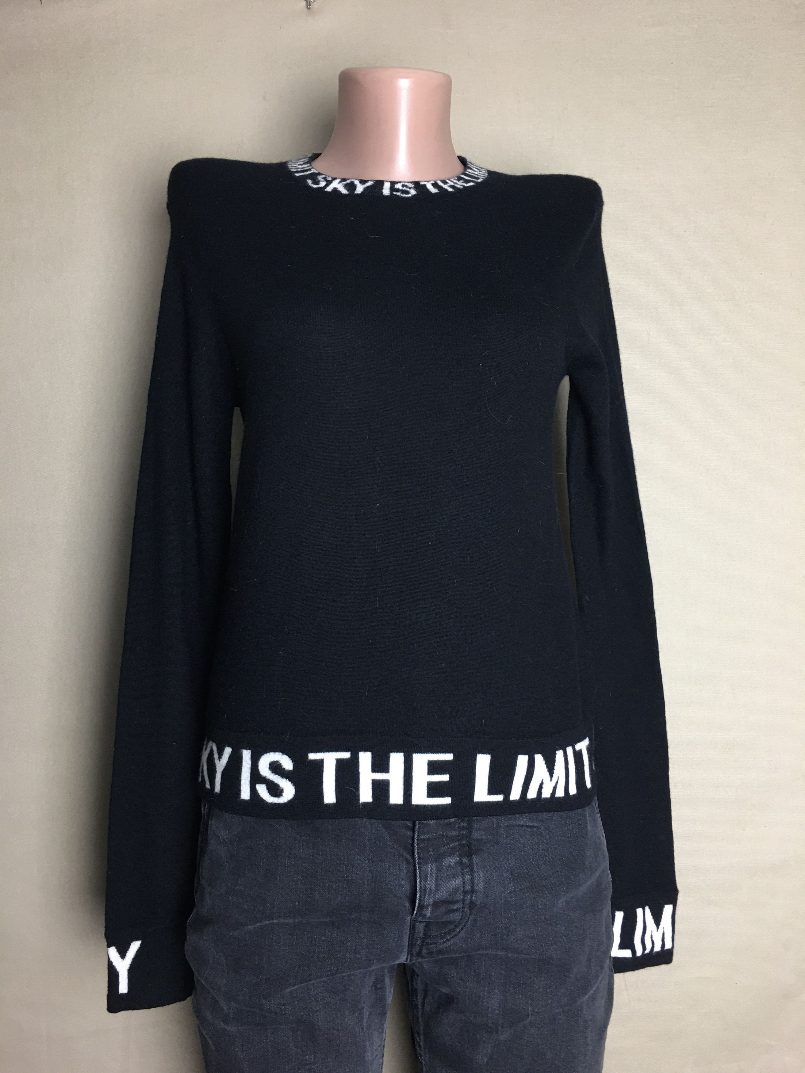 Designer FROM FUTURE Prime Wool Black Sweater "Sky is the limit" Size L / US 10 / IT 46 - 3 Thumbnail