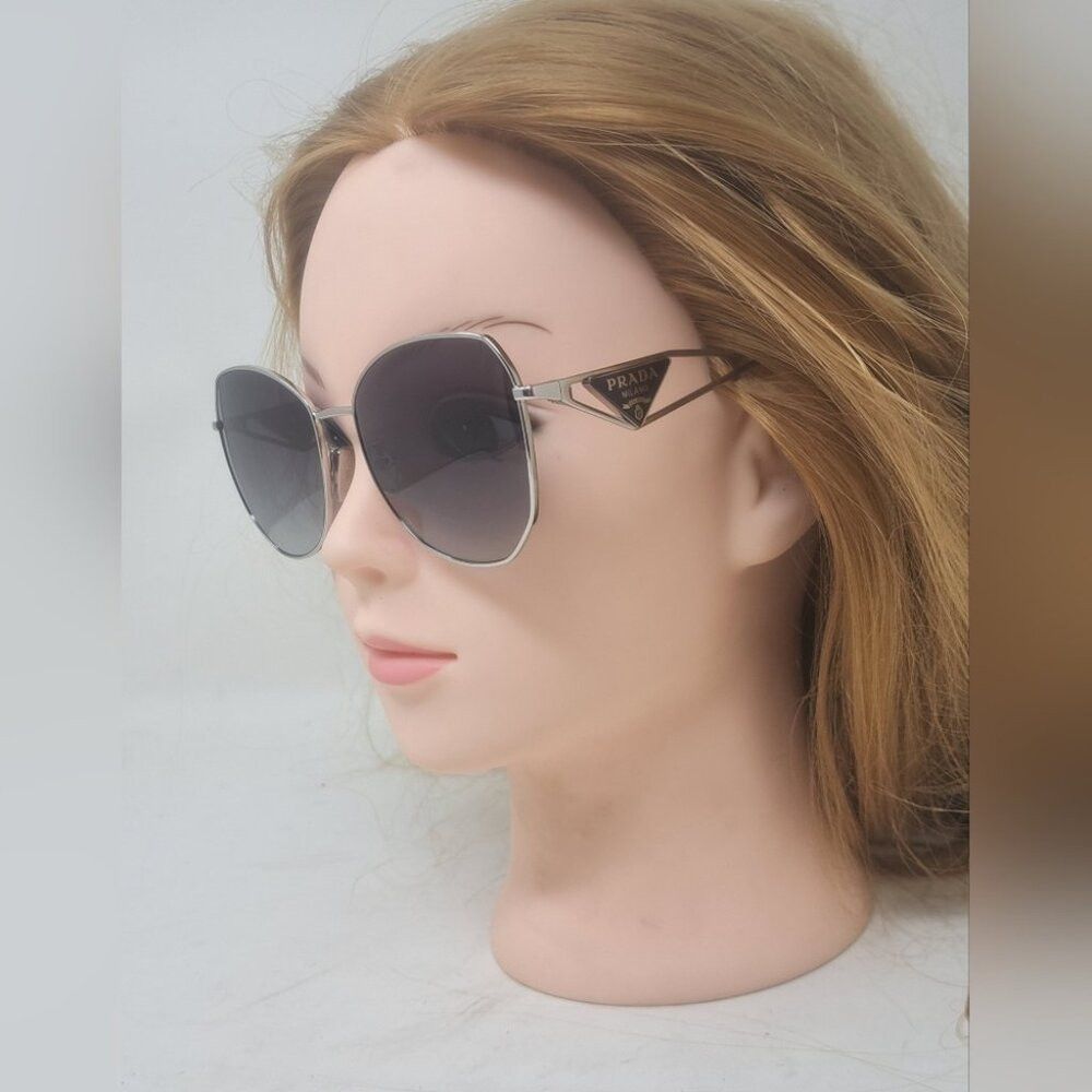 Prada NWT Prada Women's Sunglasses SPR 57YS Silver Grey Gradient Size ONE SIZE - 4 Thumbnail
