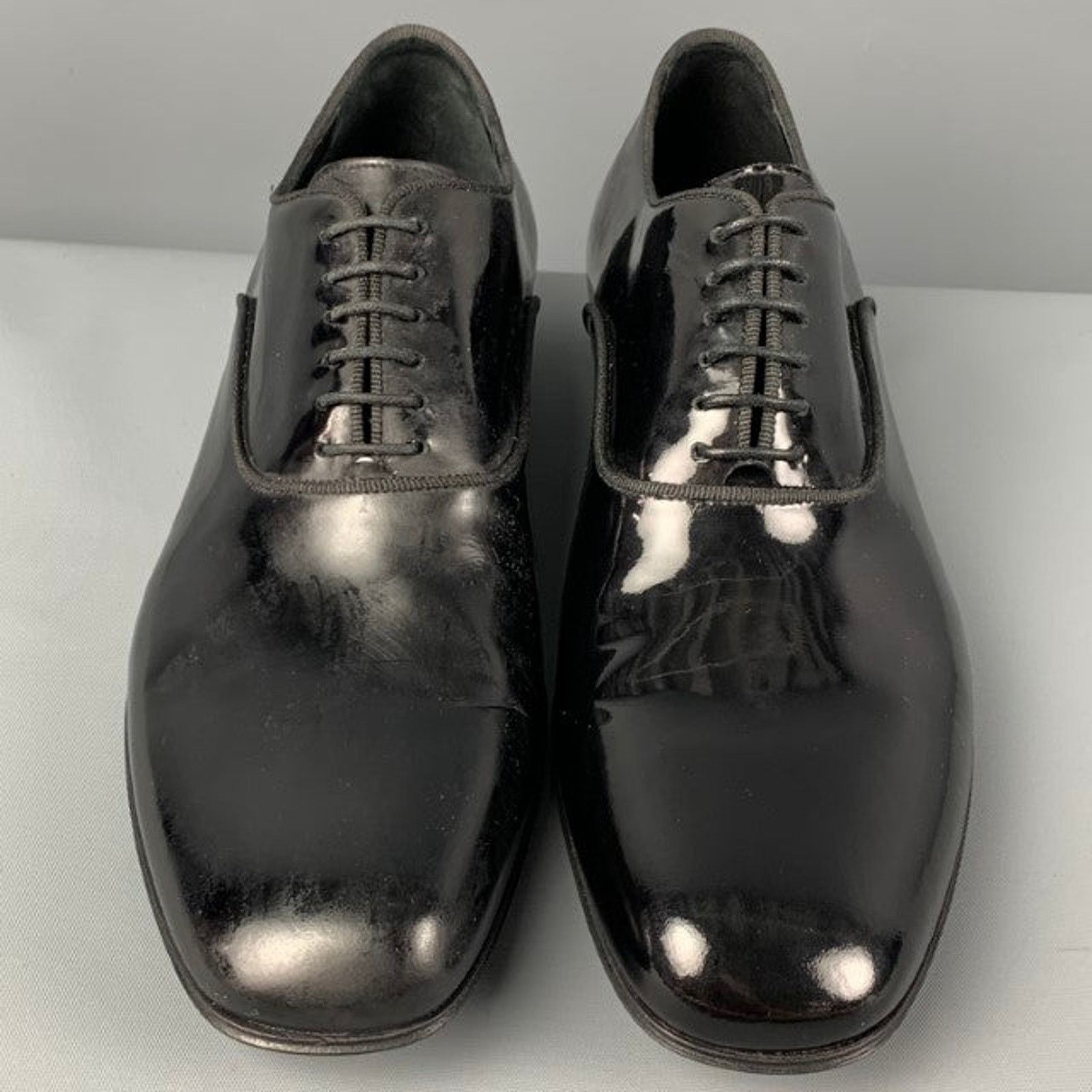 Ermenegildo Zegna Size 8.5 Black Patent Leather Oxford Lace Up Shoes Size US 8.5 / EU 41-42 - 4 Thumbnail