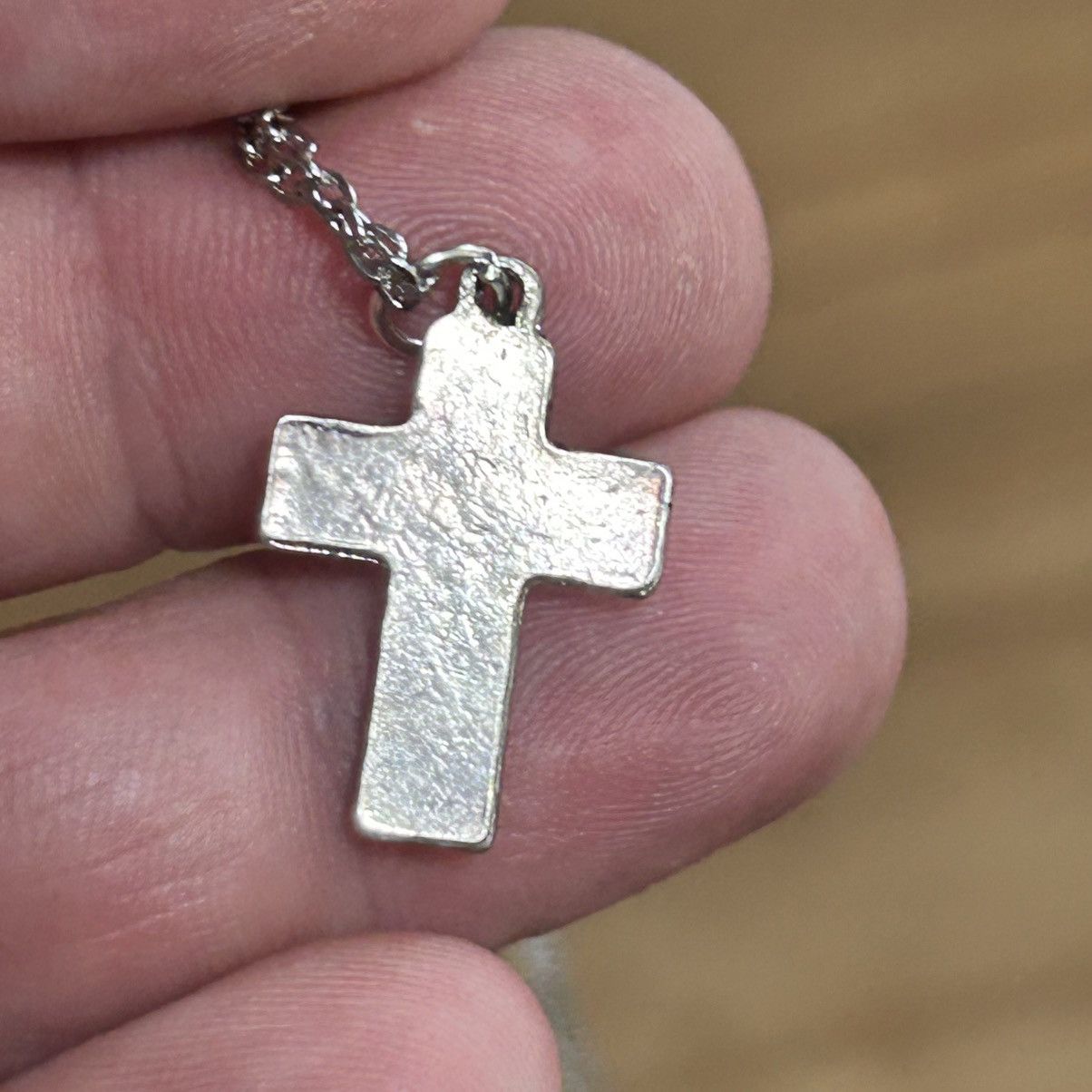 Handmade Handcrafted salvaged vintage textured border cross necklace Size ONE SIZE - 5 Thumbnail
