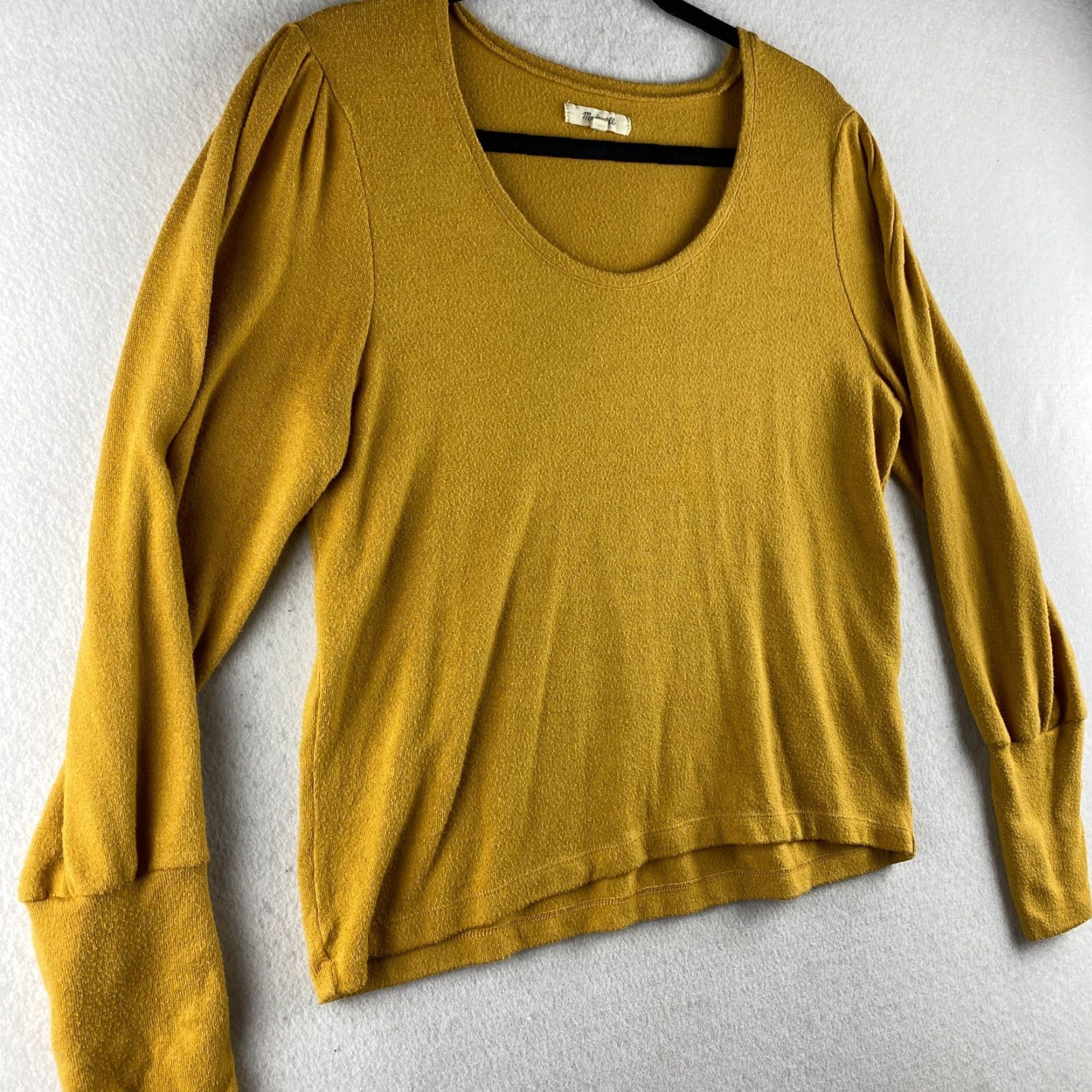 Madewell Madewell Sweater Womens Large L Yellow Puff Sleeve Scoop Neck Pullover Knit Lounge Casual All Seasons 4-Season Solid Modern Clothes Mens Womens Size L / US 10 / IT 46 - 3 Thumbnail