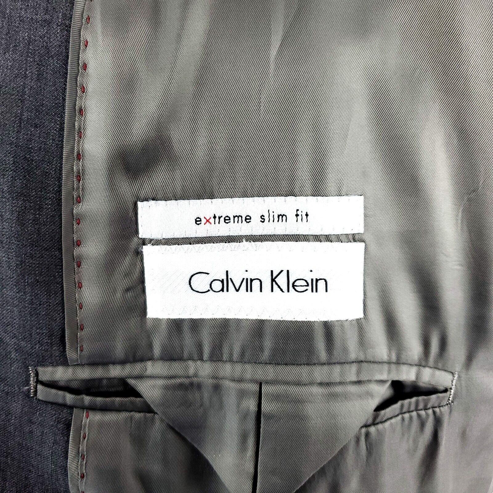 Calvin Klein Calvin Klein Wool 2 Button Blazer 40R Gray Peak Lapel Tagged Size 40R - 7 Thumbnail