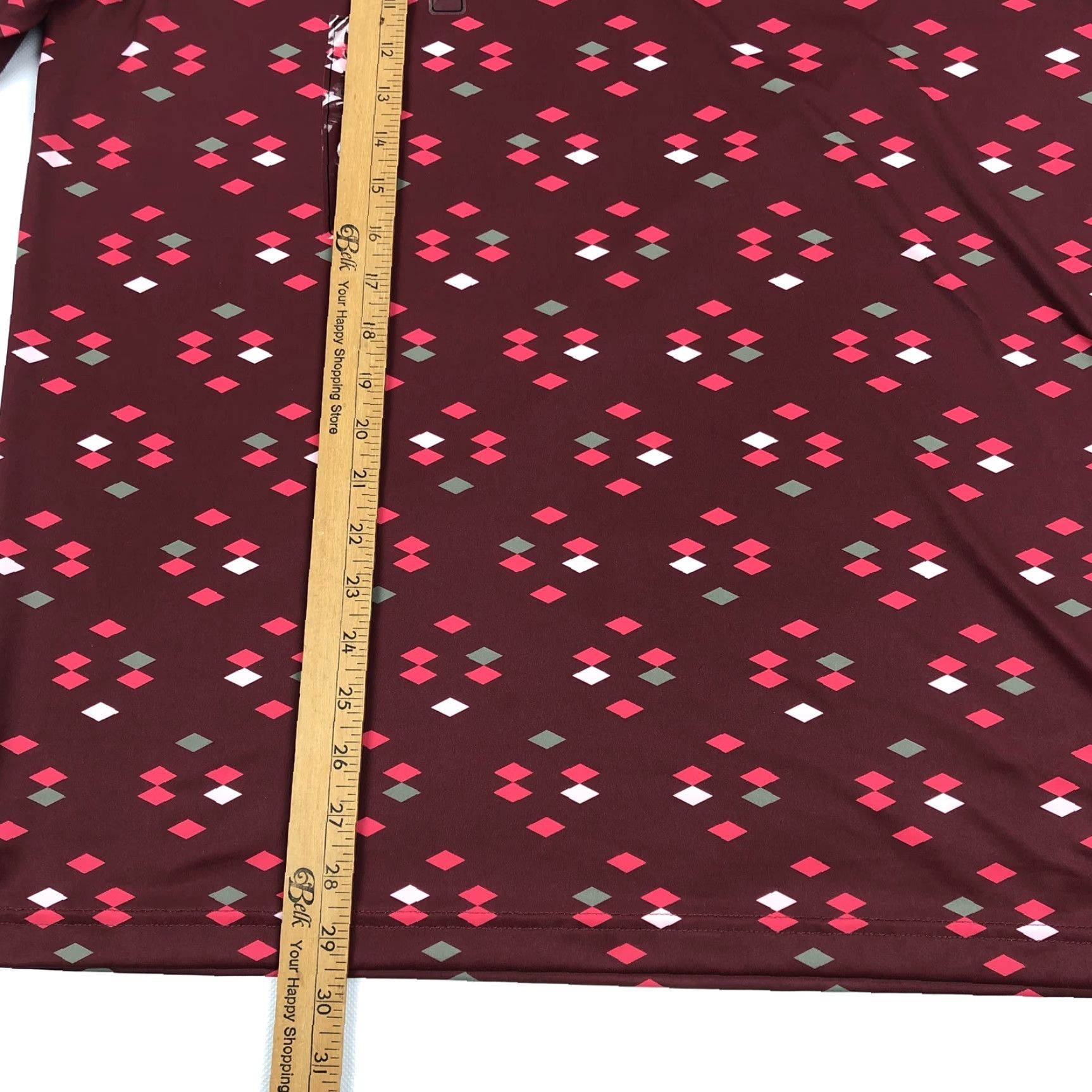 Vintage Walter Hagen Perfect 11 Polo Shirt Burgundy Diamond Geometric NWT Mens L Regular Short Sleeve Golf Breathable Moisture Wicking Easy Care Shirt Size US L / EU 52-54 / 3 - 6 Thumbnail