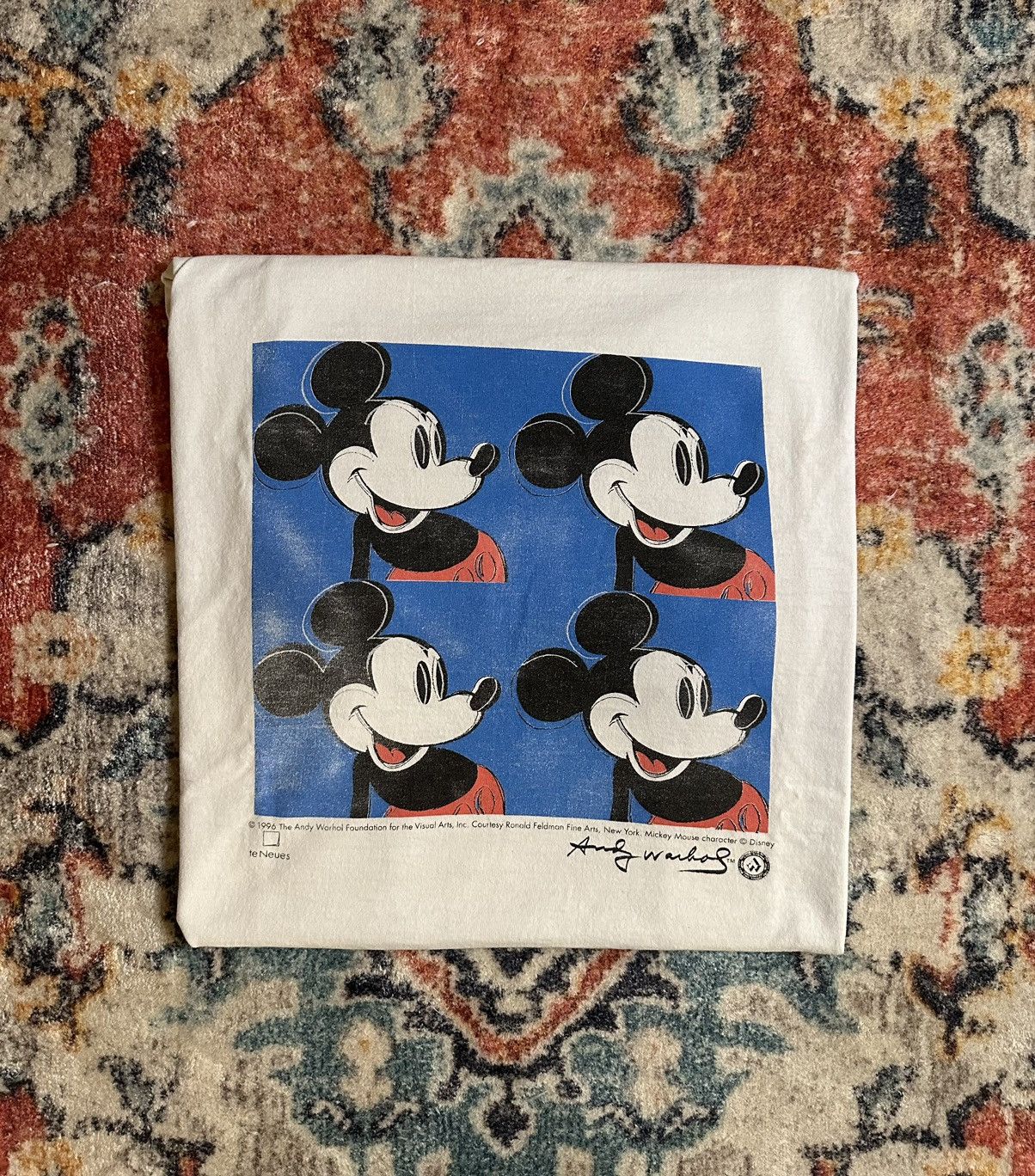 image of Vintage 1996 Mickey Mouse Andy Warhol Pop Art T-Shirt in White, Men's (Size XL)