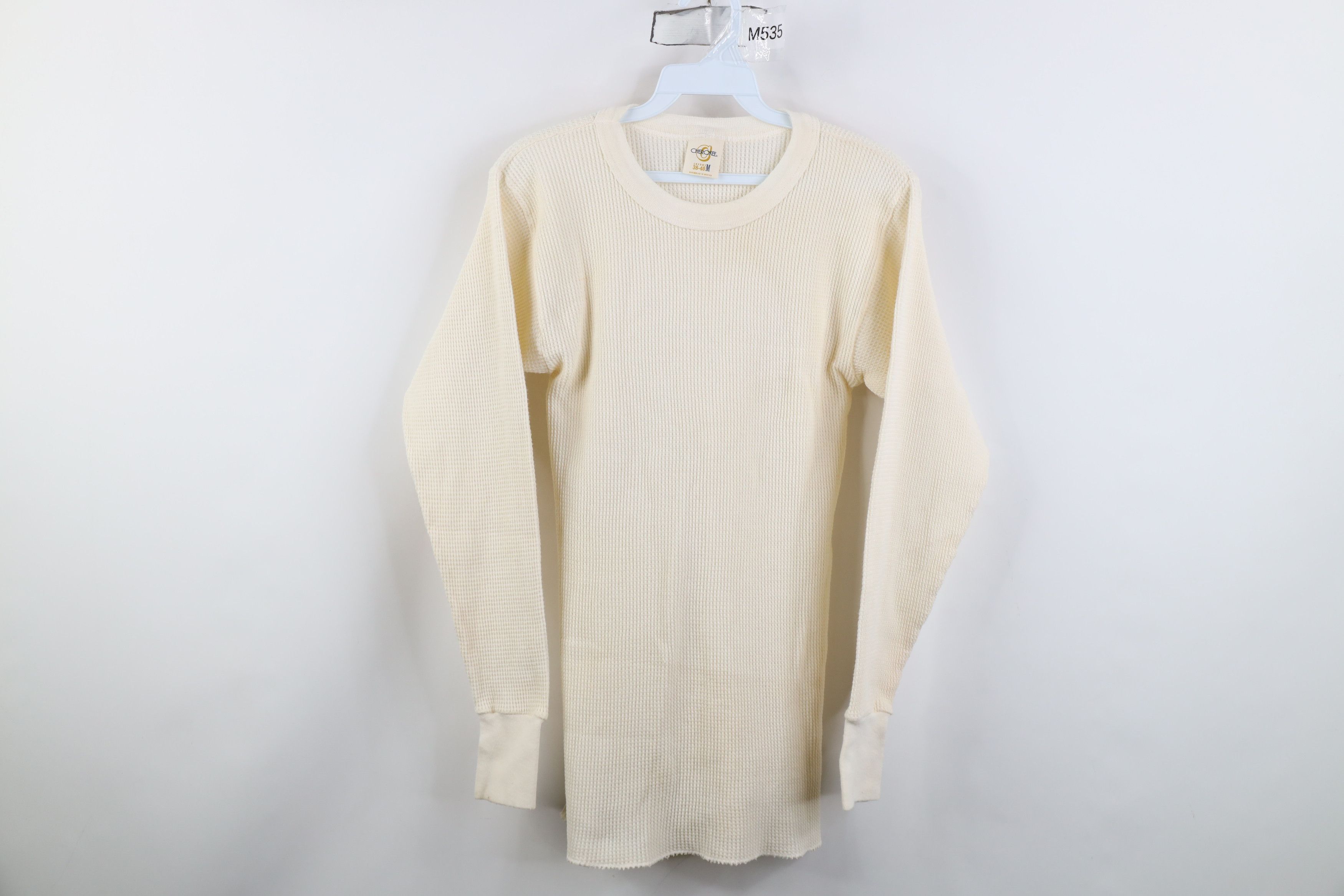 Vintage Vintage 70s Streetwear Thermal Waffle Knit T-Shirt Cream USA Size US M / EU 48-50 / 2 - 1 Thumbnail