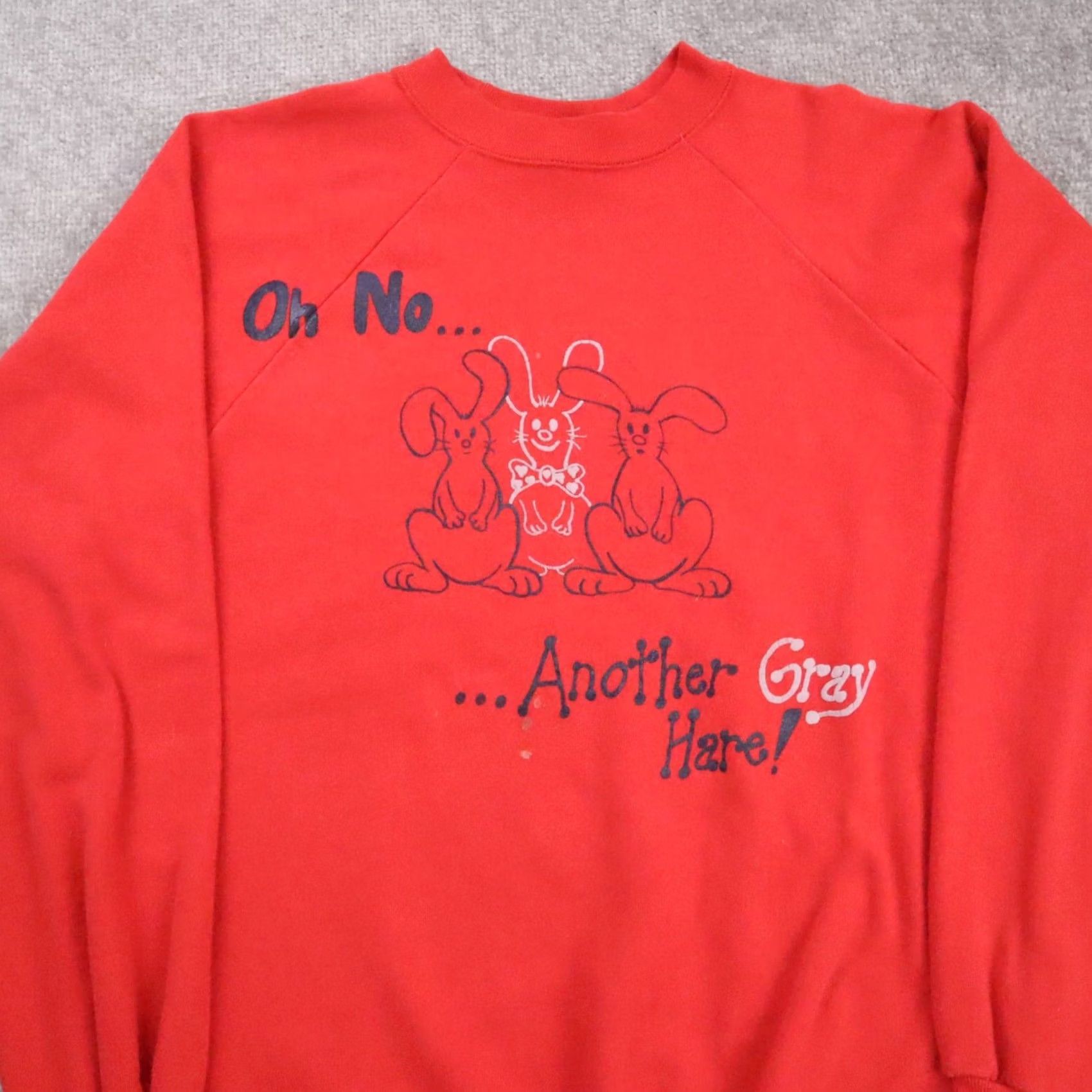 HARE VINTAGE Gray Hare Rabbit Made in USA XL Red Long Sleeve Pullover Sweatshirt Mens Size US XL / EU 56 / 4 - 5 Thumbnail