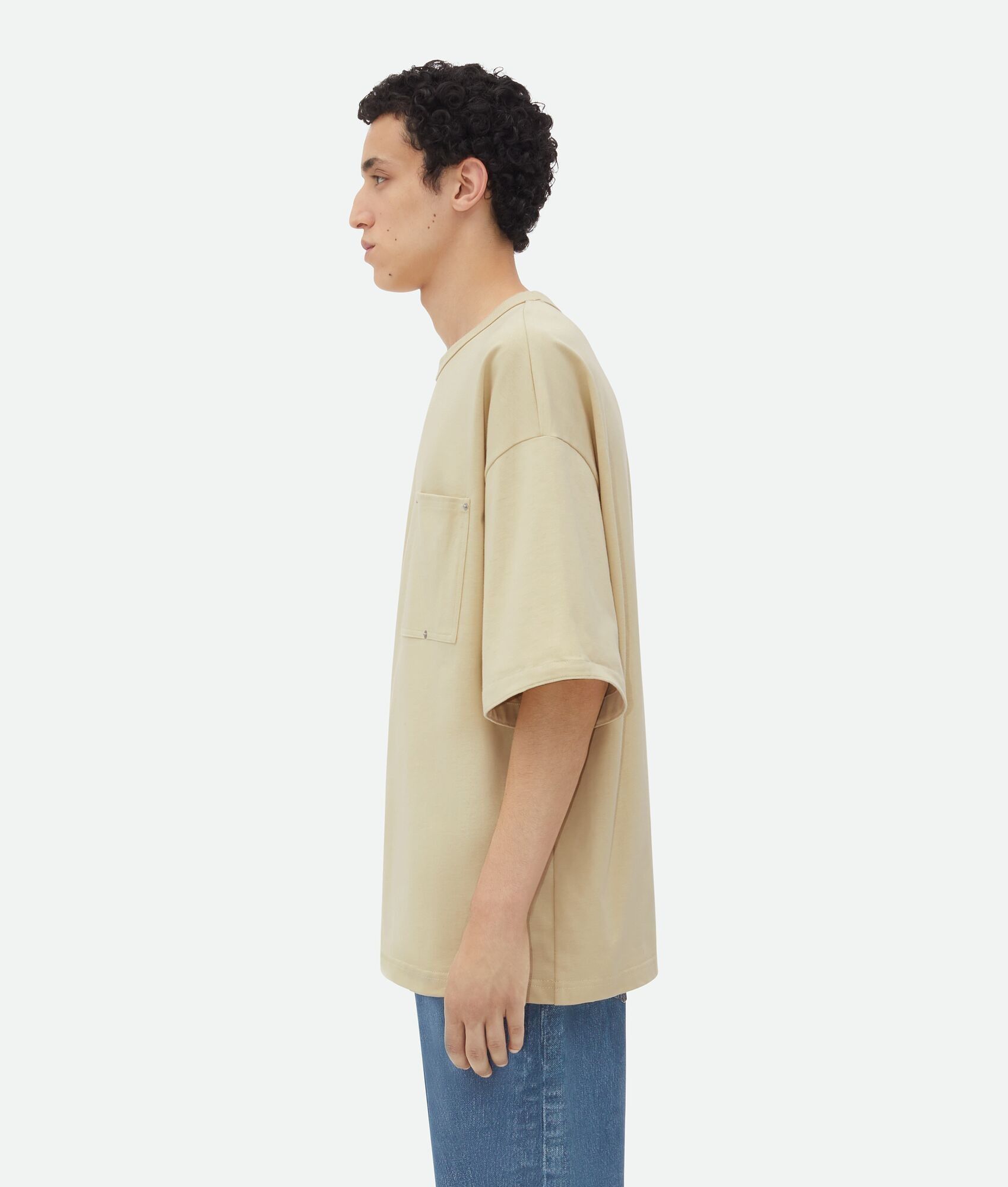 Bottega Veneta o1n1vont0625 Cotton Jersey T-Shirt in Beige Size US M / EU 48-50 / 2 - 2 Thumbnail
