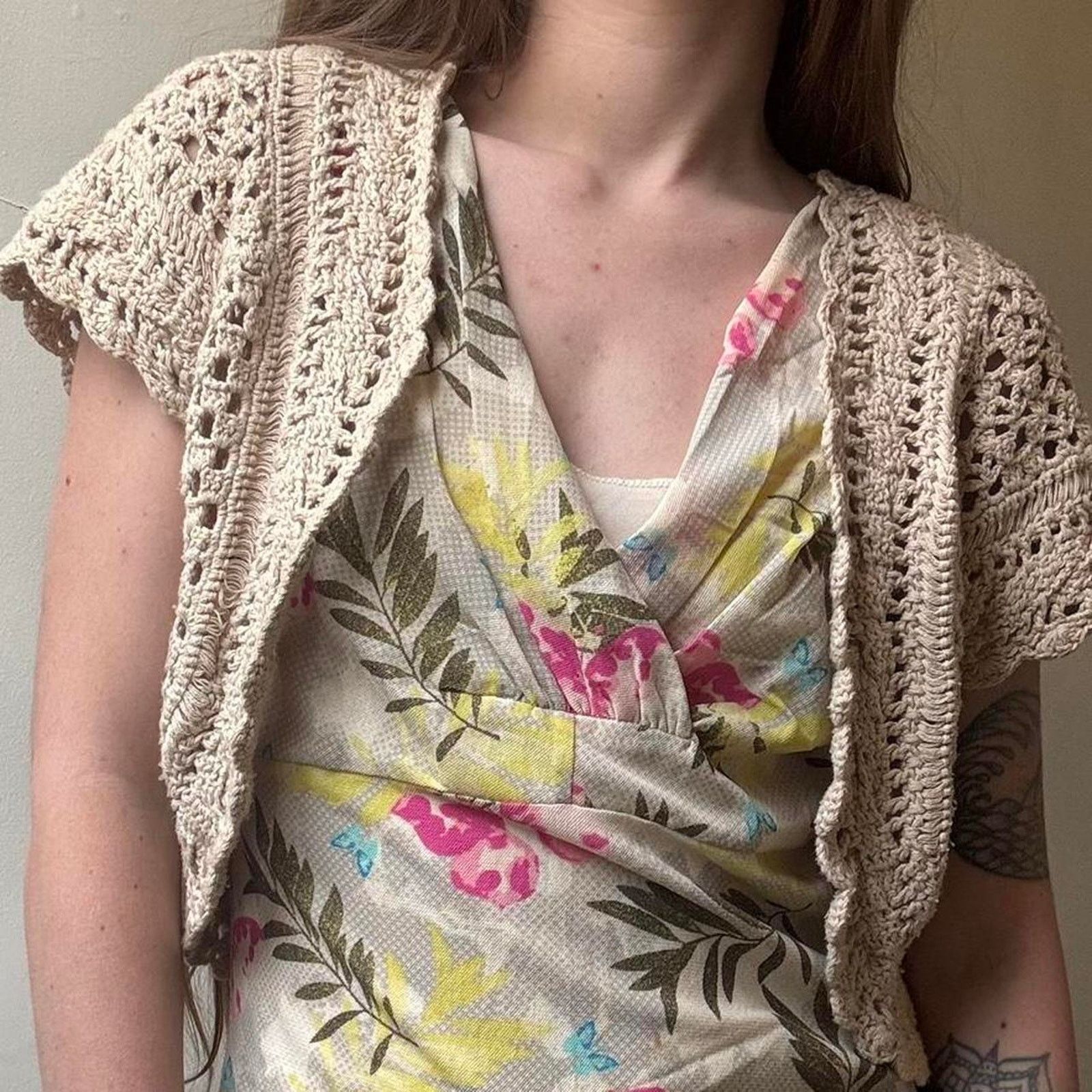 American Rag Y2K American Rag Cie Crochet Crop Shrug Small Boho Hippie Size S / US 4 / IT 40 - 2 Thumbnail