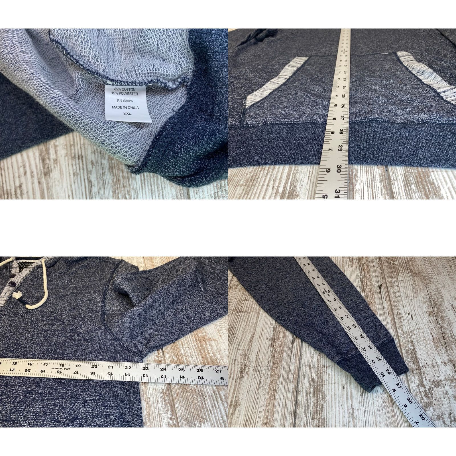 KangaROOS Retrofit MFG Gray Hoodie Henley Men's 2XL Pullover Kangaroo Pocket 7270 Size US XXL / EU 58 / 5 - 8 Thumbnail