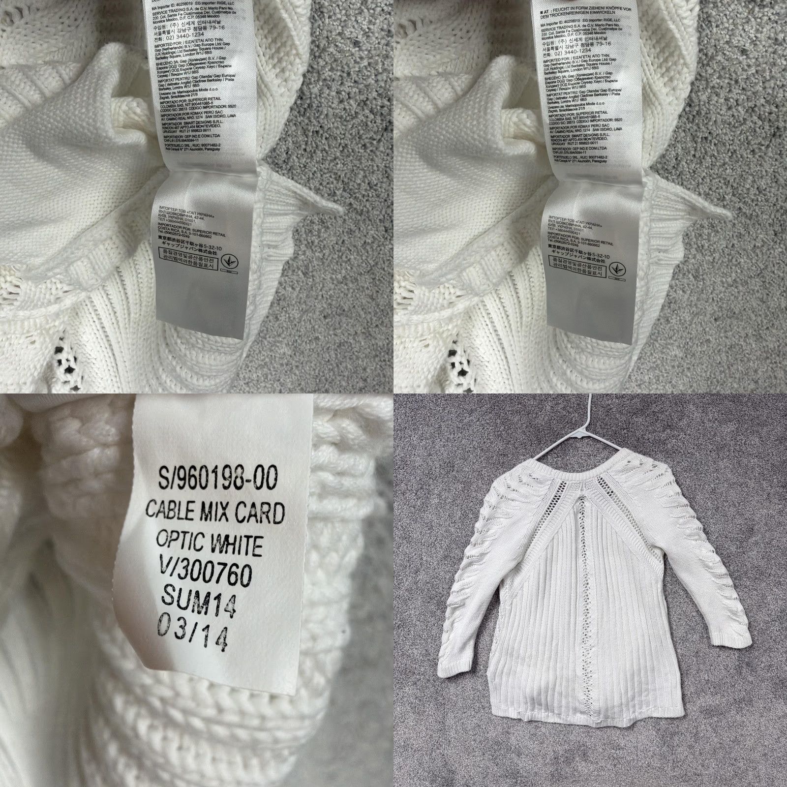Gap VINTAGE Gap Cardigan Sweater Womens Small White Cable Knit Old Money Coastal Coquette Size S / US 4 / IT 40 - 9 Thumbnail