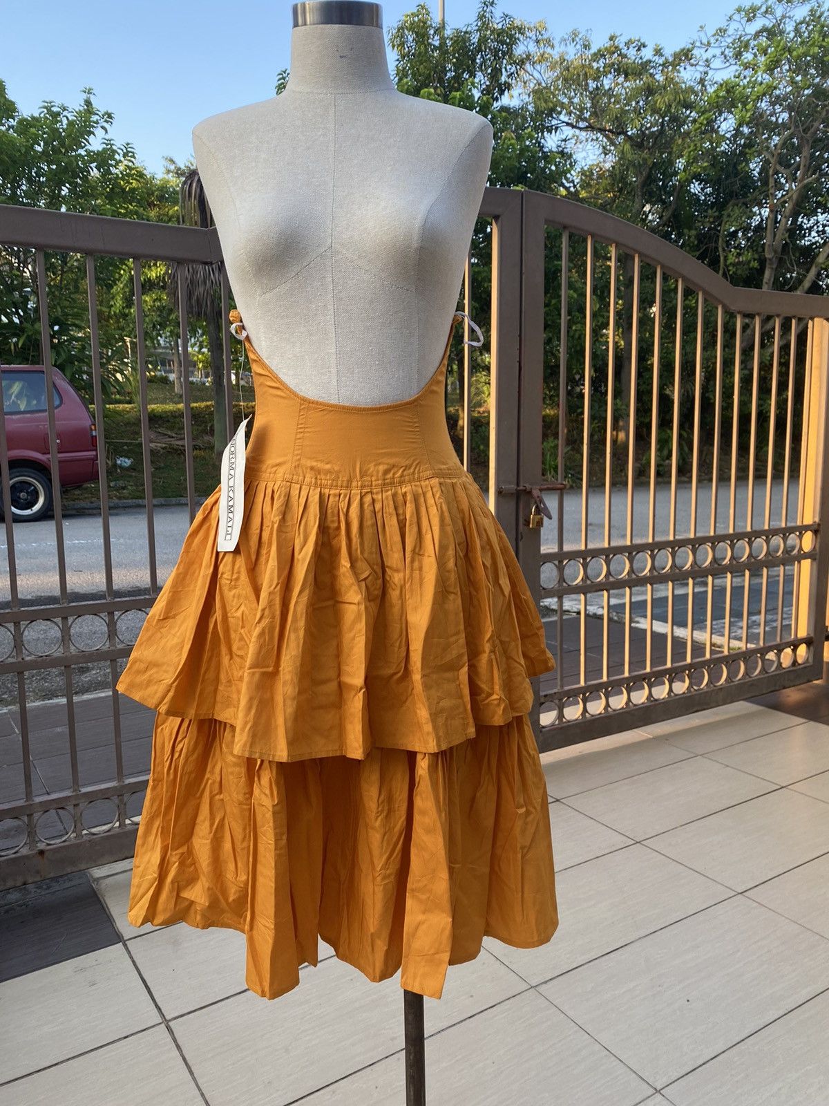 image of Norma Kamali Corset Skirt in Yellow, Women's (Size 26)