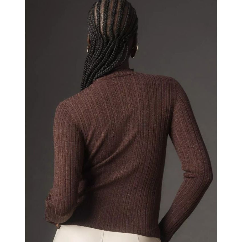 Anthropologie Anthropologie Pilcro Ribbed Long Sleeve Top Brown L Size L / US 10 / IT 46 - 8 Thumbnail