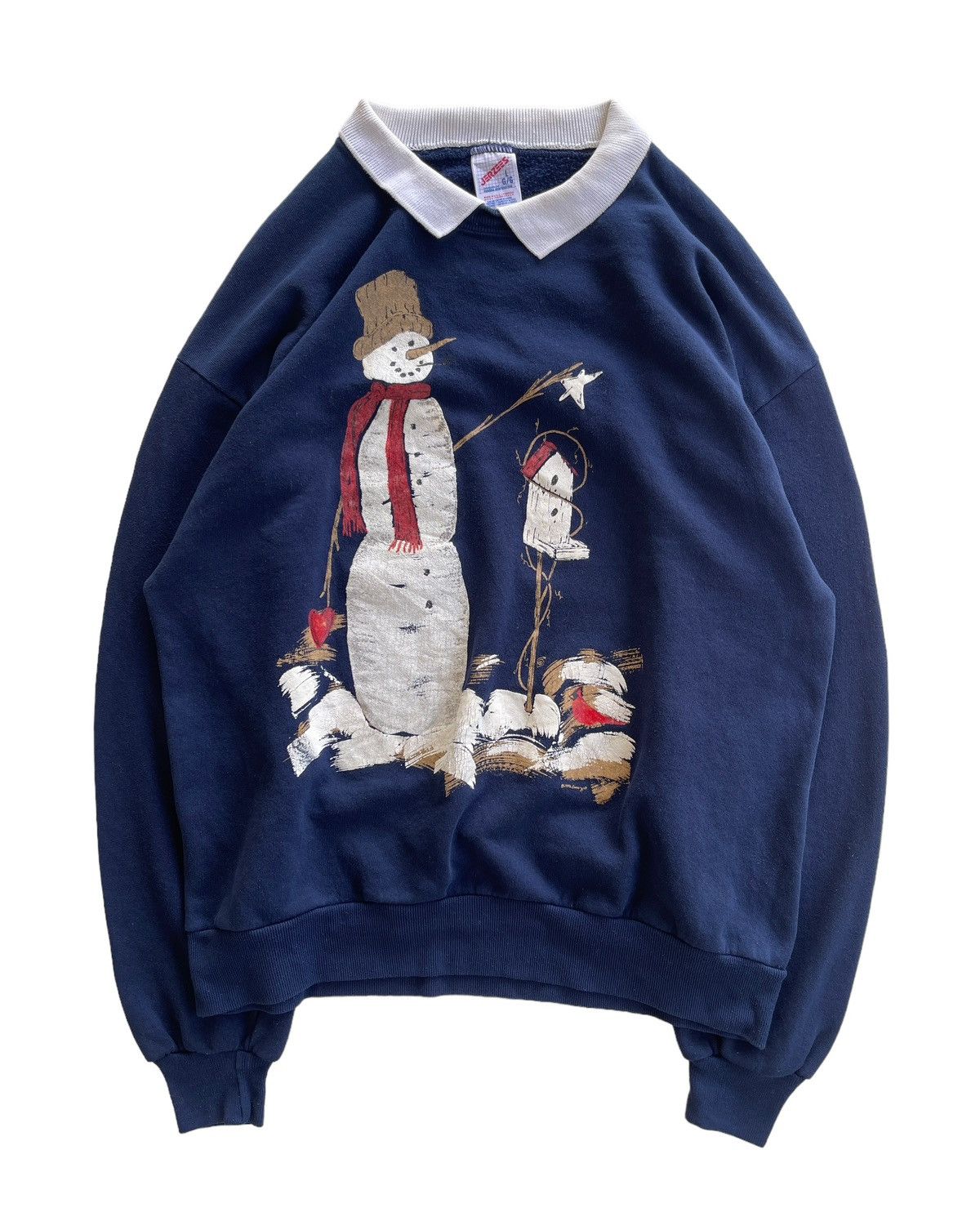 Jerzees Vintage 90s Collared Snowman Sweatshirt Size US L / EU 52-54 / 3 - 1 Thumbnail
