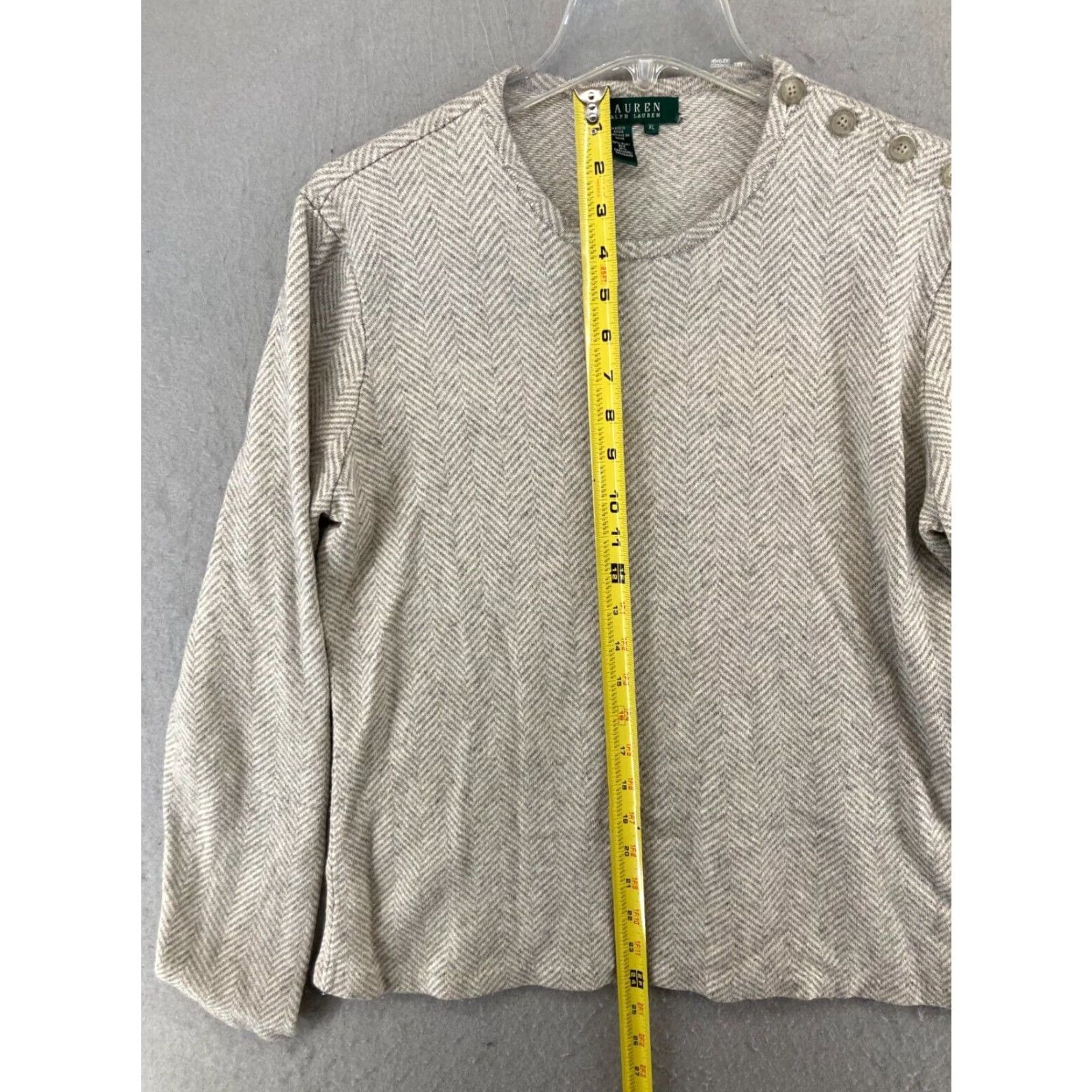 Ralph Lauren VINTAGE Lauren Ralph Lauren Sweater Pullover Long Sleeve Casual 90s Womens XL Knit Cashmere Silk Khaki Size XL / US 12-14 / IT 48-50 - 3 Thumbnail