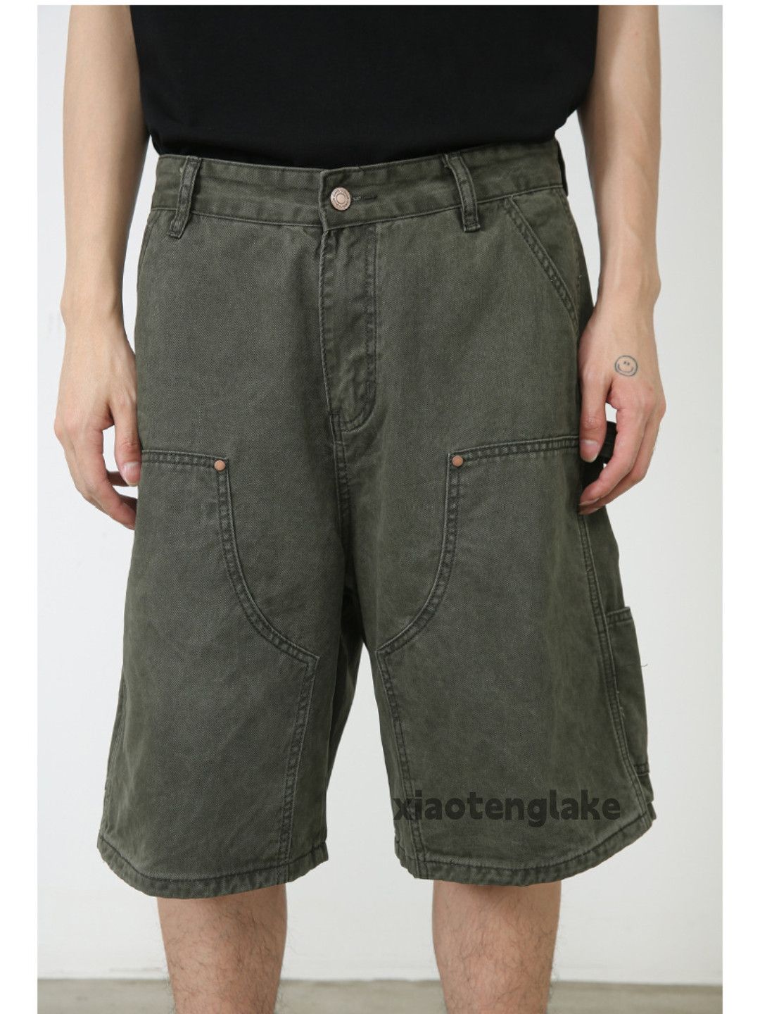 Jean × Vintage Unisex washed faded loose baggy work cargo shorts Size US 30 / EU 46 - 2 Thumbnail