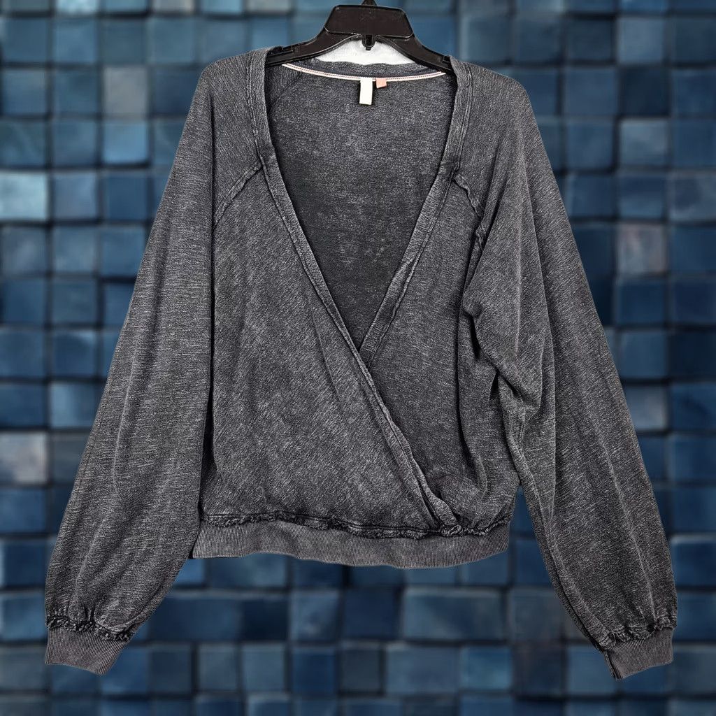Vintage Pilcro and The Letterpress Women's Black Dyed Wrap Long Sleeve Top L Size L / US 10 / IT 46 - 1 Thumbnail
