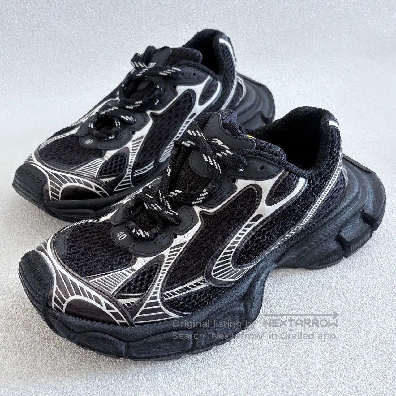 balenciaga 3xl low-top dad sneakers black silver.