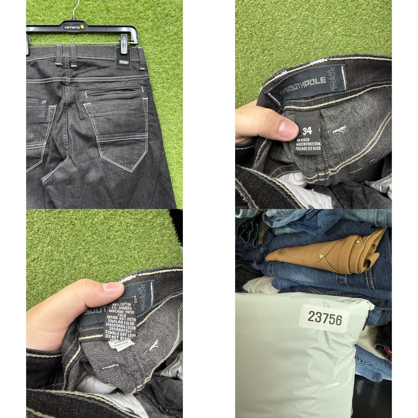 Southpole Southpole Jeans Mens 34 Relaxed Straight Fit Black Denim Y2K White Stitch Jeans Size US 34 / EU 50 - 8 Thumbnail
