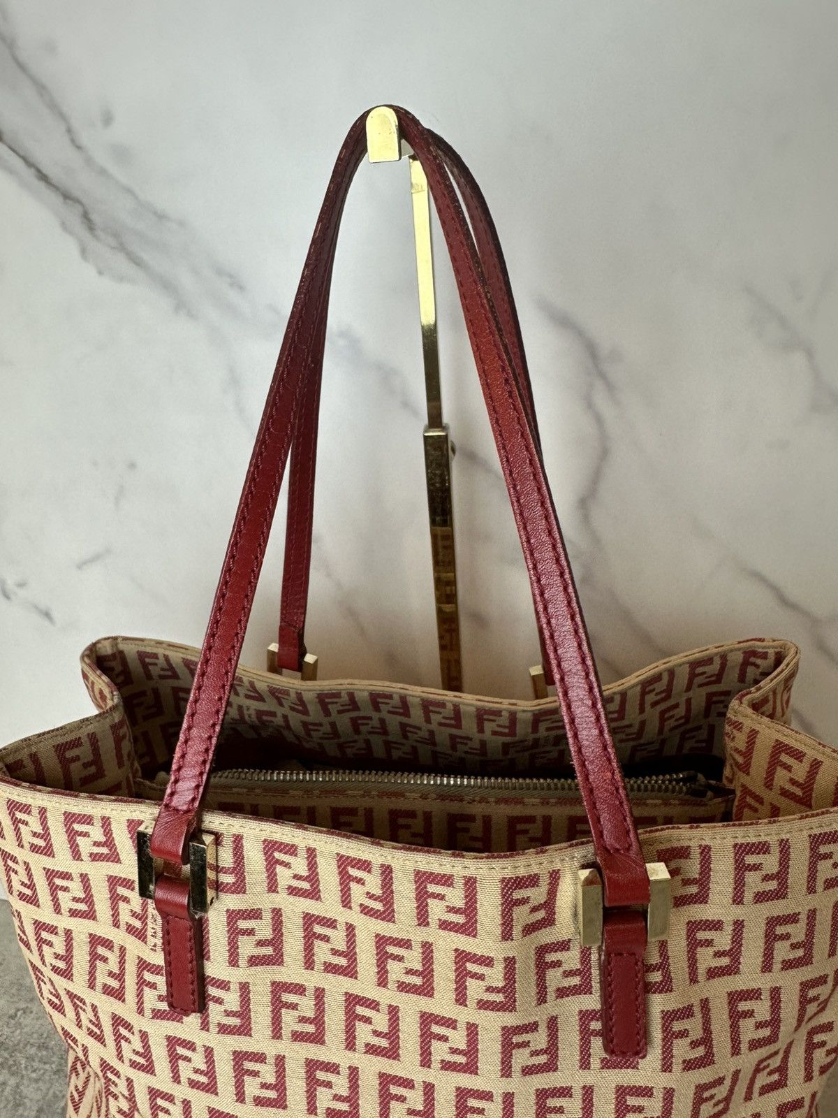Fendi Fendi 1990s Red Zucca Canvas Tote Size ONE SIZE - 6 Thumbnail