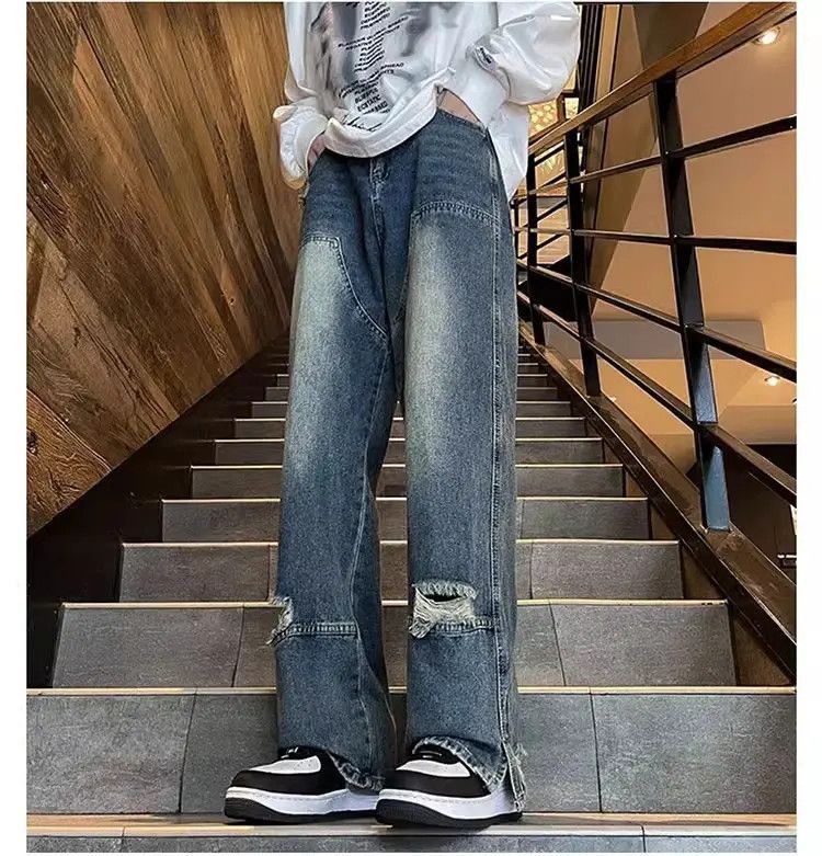 Japanese Brand Straight casual distressed jeans Size US 32 / EU 48 - 3 Thumbnail