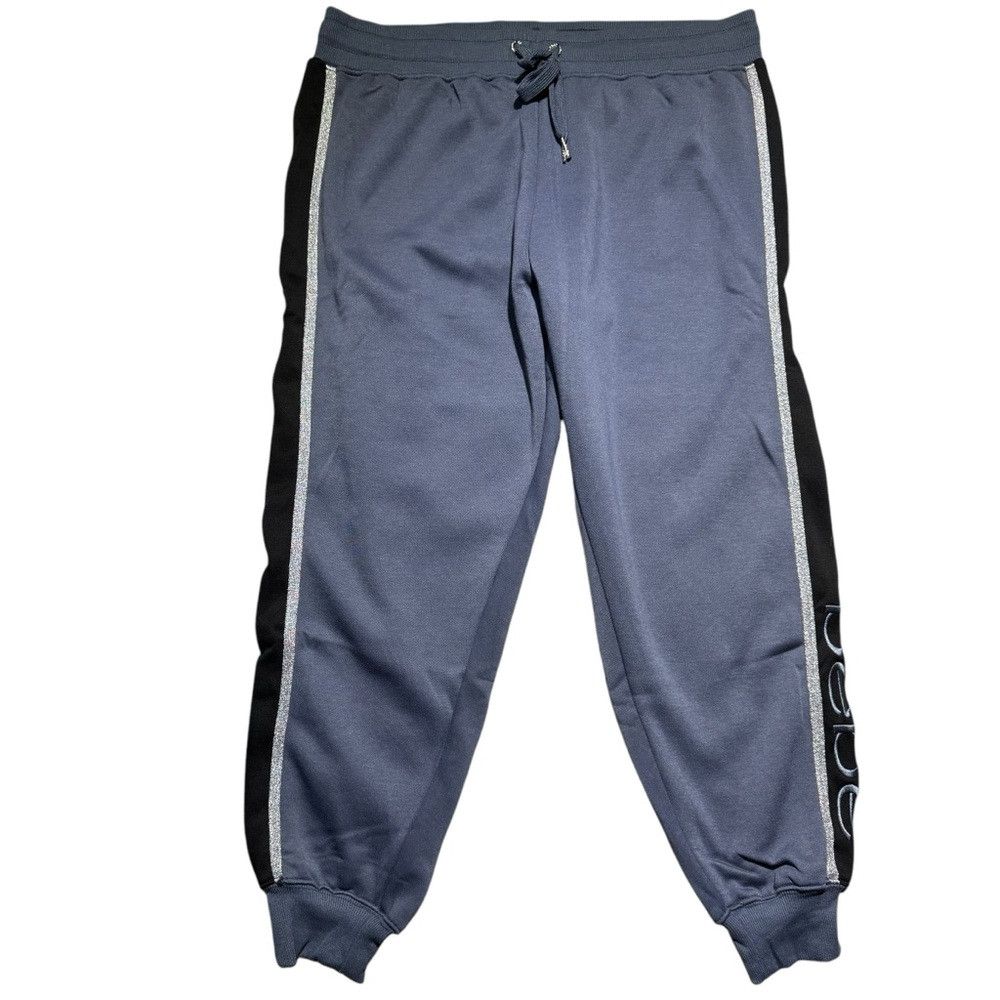 Bebe NWT New Bebe Sport Logo Glitter Stripe Blue Smoke Jogger Si Size 40" / US 18 - 1 Thumbnail