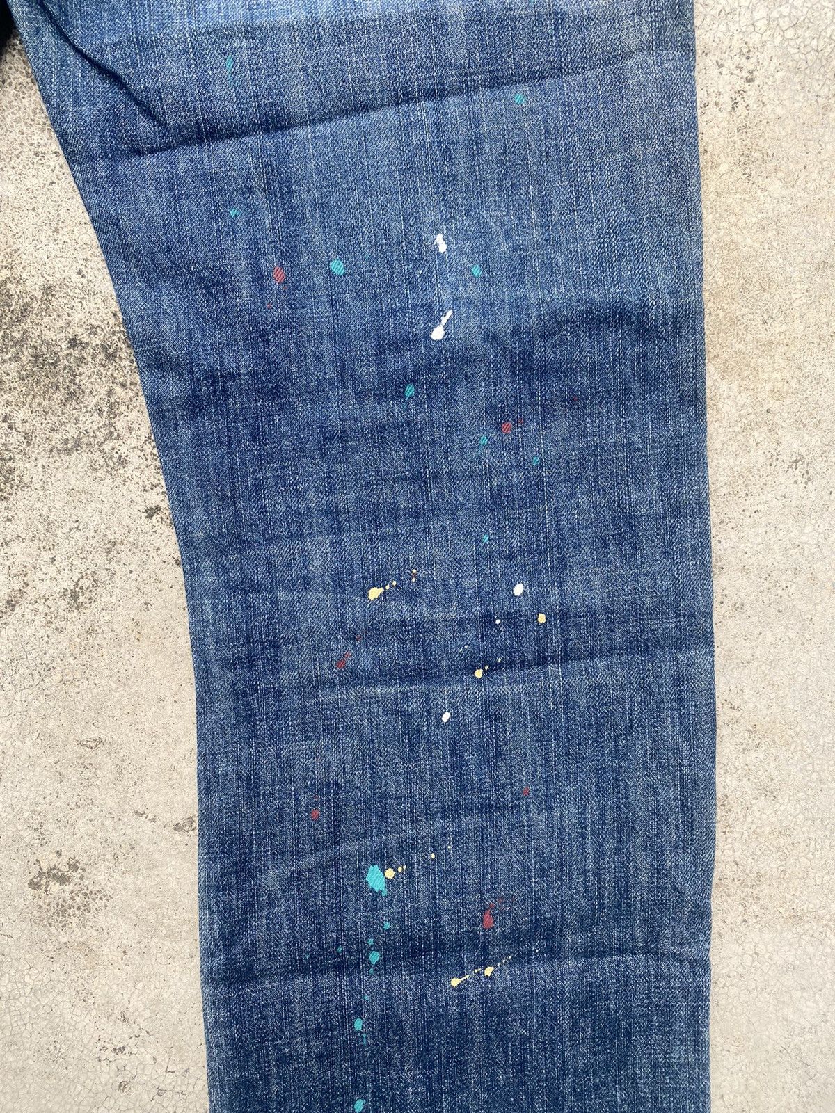 Armani × Armani Exchange × Le Grande Bleu (L.G.B.) Armani Jeans Painted Faded Loose Denim Jeans Size US 33 - 19 Thumbnail