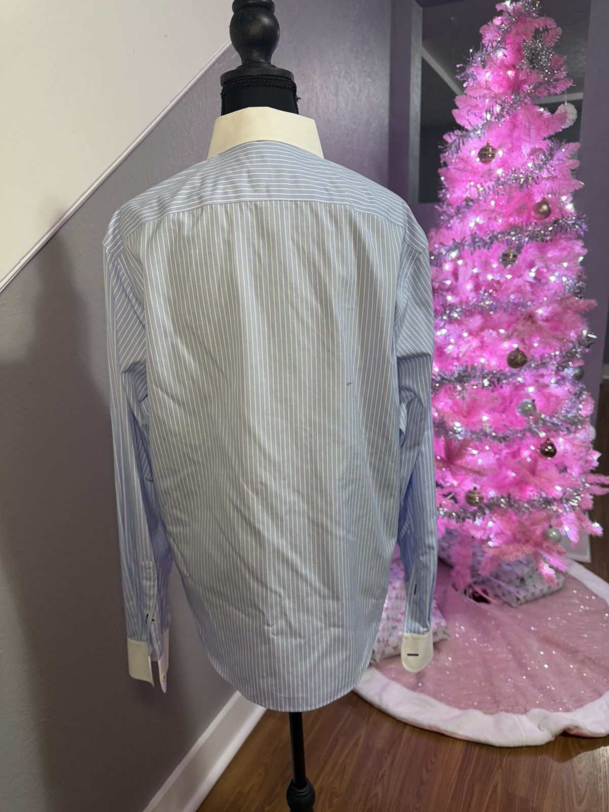 UNTUCKit Untuckit Blue & White Striped Dress Shirt Size Medium Size US M / EU 48-50 / 2 - 2 Thumbnail