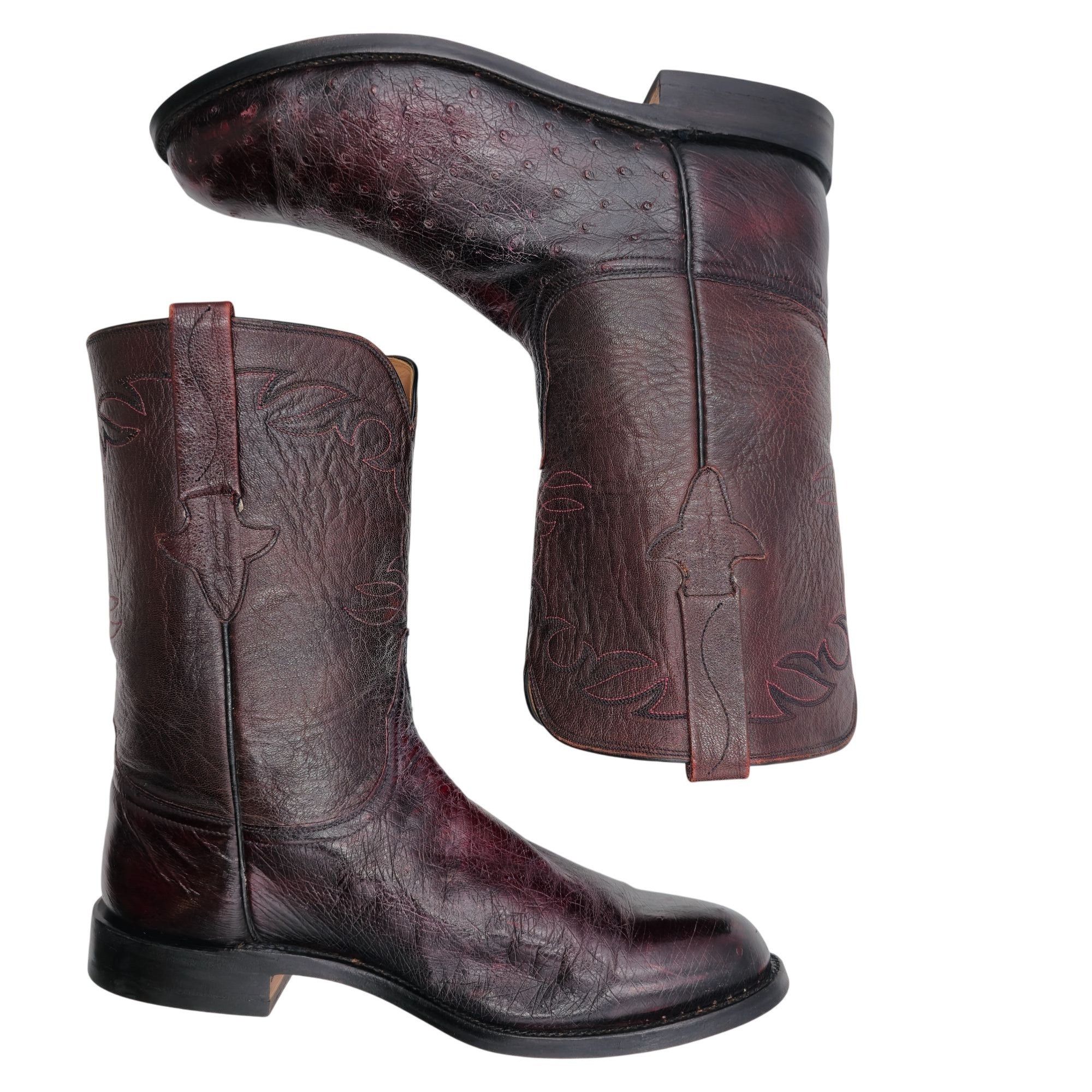 Lucchese Lucchese Classics Mens 10EE Black Cherry Burgundy Ostrich Size US 10 / EU 43 - 7 Thumbnail