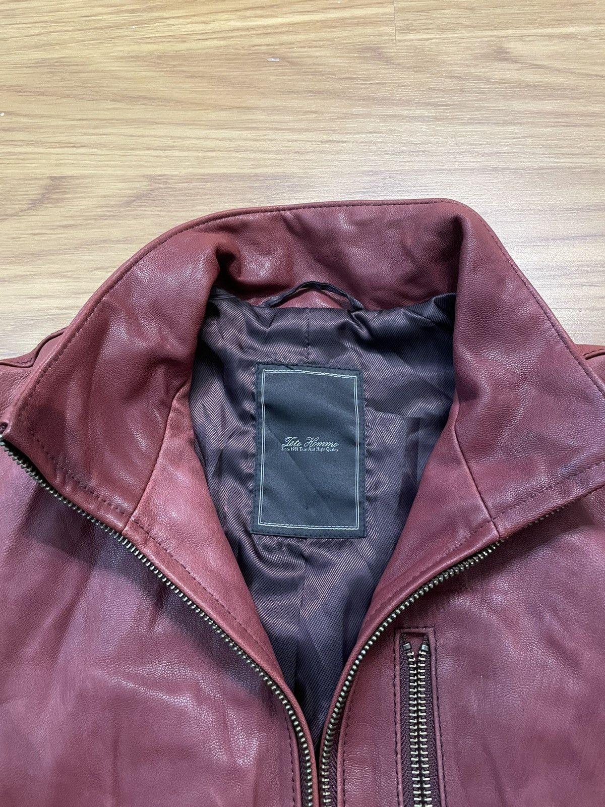 Tete Homme Tete Homme Japan Minimal Biker Leather Jacket (Goat Skin) Size US M / EU 48-50 / 2 - 13 Thumbnail