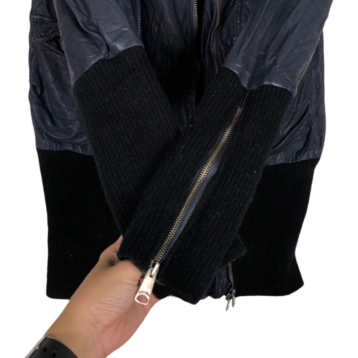 Giorgio Brato 🔥Vtg Cropped Leather Jacket Biker Wool Blanket Giorgi Brato Size US S / EU 44-46 / 1 - 13 Thumbnail
