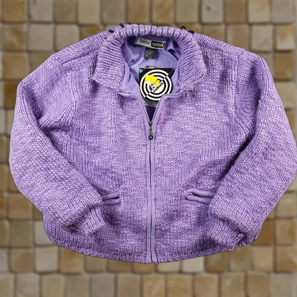 Vintage VINTAGE Jamie Sadock Y2K Purple Cable Knit Cardigan Sweater Women’s Medium Zip Up Soft Warm 90s Retro Size M / US 6-8 / IT 42-44 - 1 Thumbnail