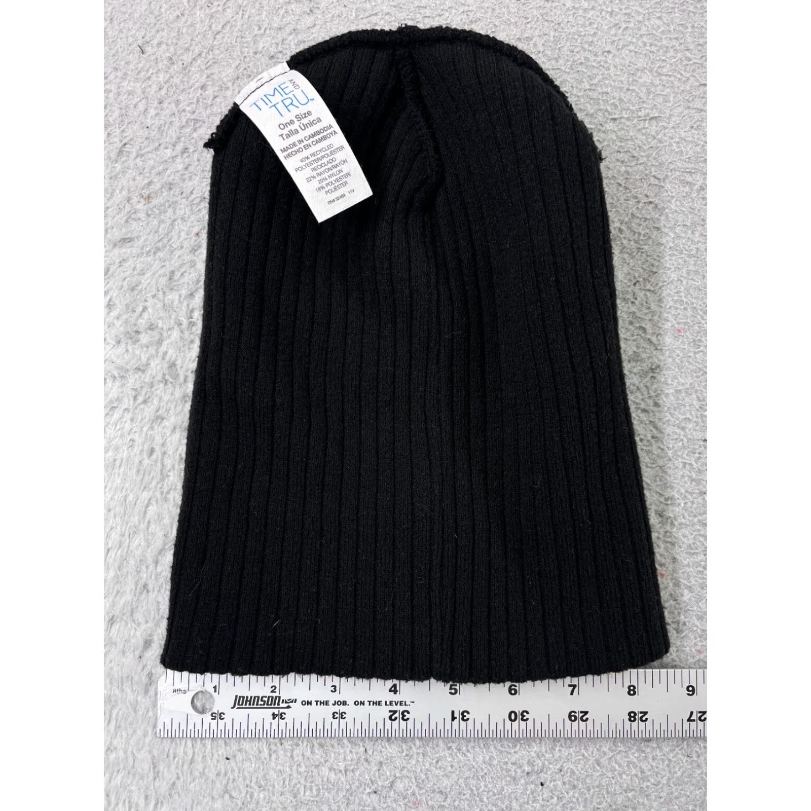Vintage Time And Tru Beanie Womens One Size Black Ribbed Knit Polyester Blend Ski Size ONE SIZE - 5 Thumbnail