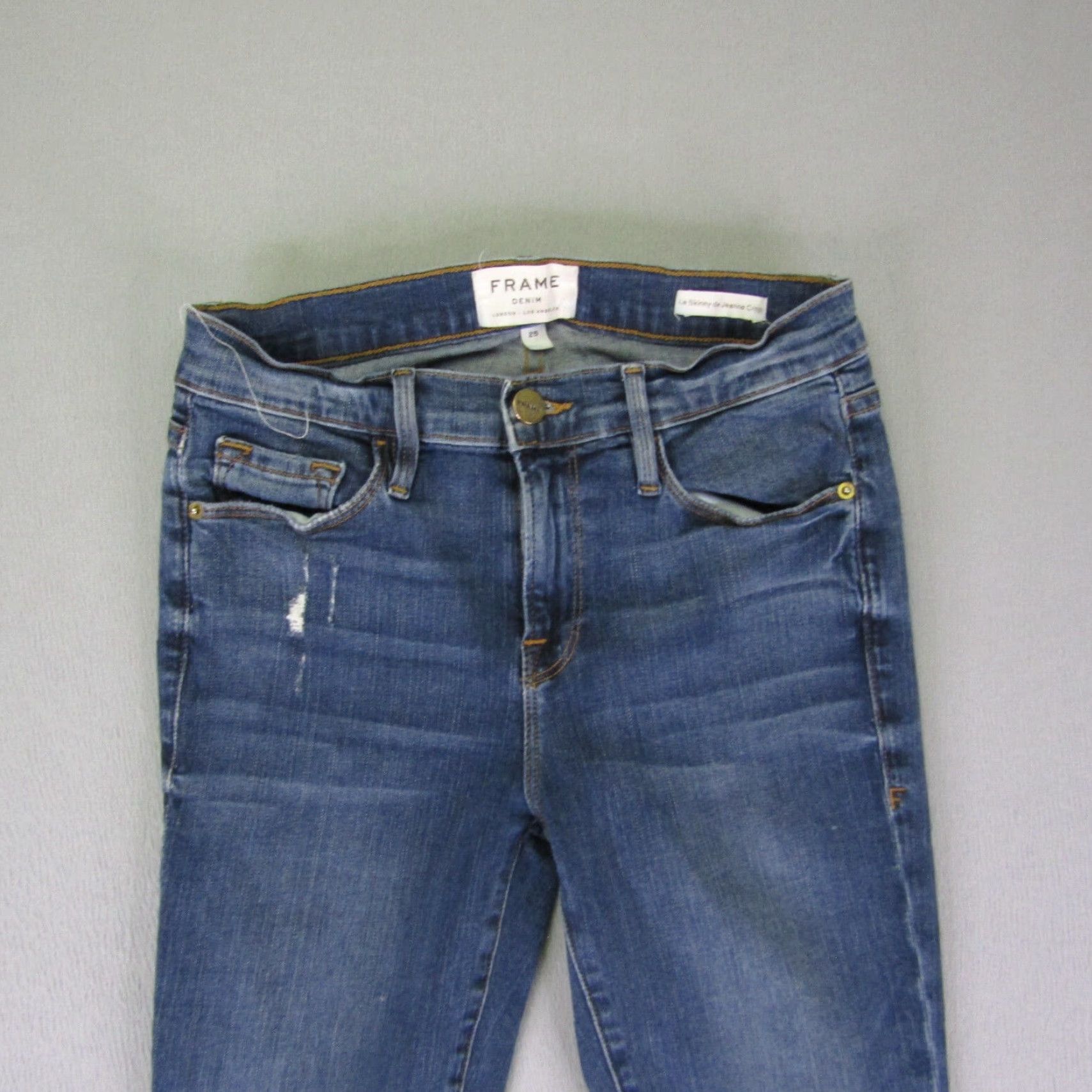 Frame FRAME Jeans Womens 25 Blue Denim Le Skinny de Jeanne Crop Frayed Whisker Crop Slim 27.5in Denim Jeans Womens FRAME Le Skinny De Jeanne Size 42" / US 20 - 2 Thumbnail