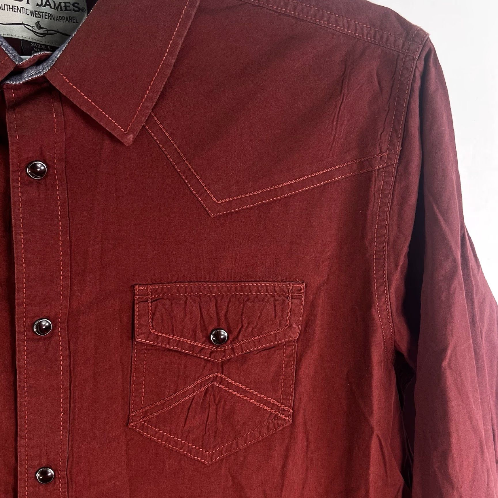 Cody James Cody James Western Button-Up Shirt Mens L Rust Color Embroidered Pockets Casual Workwear Cotton Long Sleeve Button-Up Size US L / EU 52-54 / 3 - 2 Thumbnail