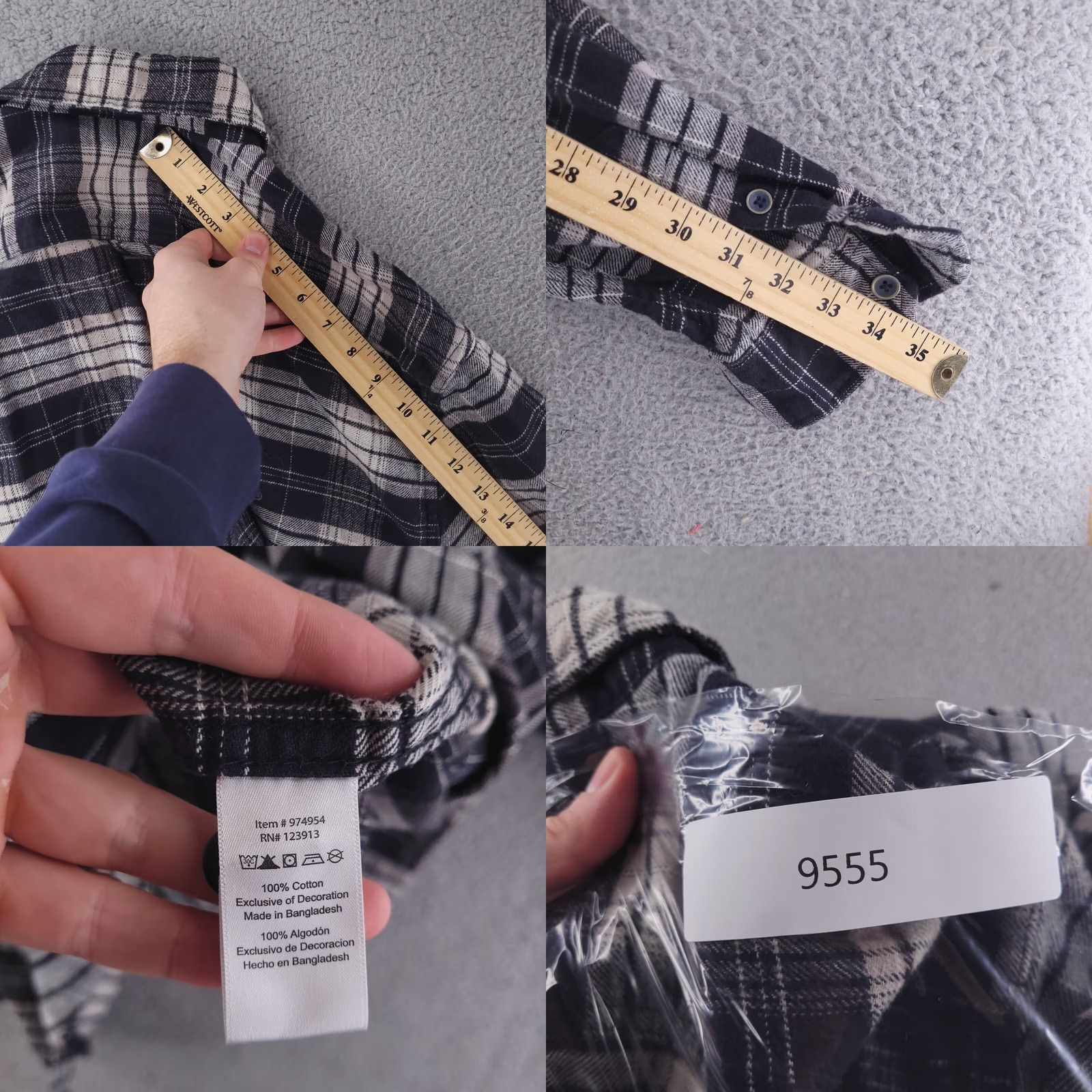 Vintage JACHS Shirt Mens XL Flannel Black Gray Long Sleeve Button Cotton Thick Regular Plaid Shirt XL Mens Size US XL / EU 56 / 4 - 8 Thumbnail