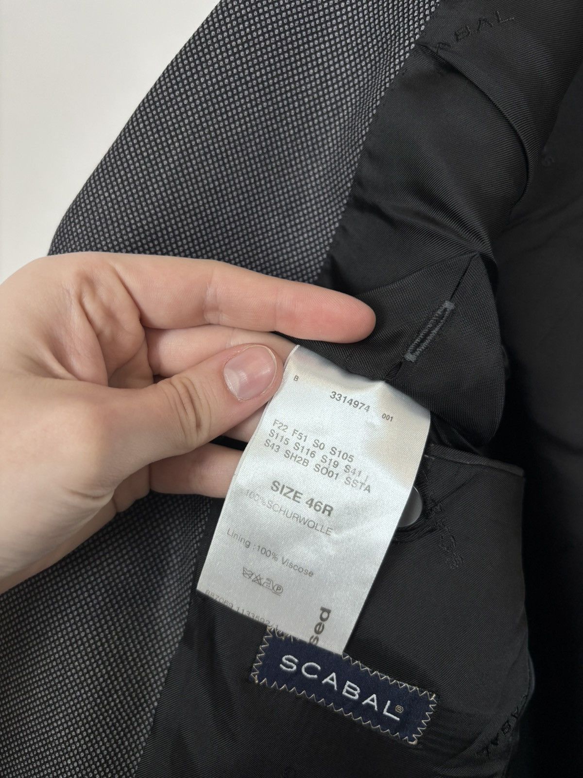 SCABAL Scabal Men’s Grey Wool Blazer Jacket 3-Buttons Classic Size 46R - 18 Thumbnail