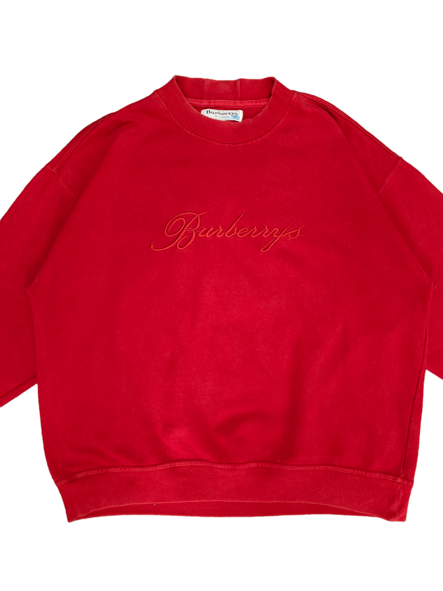Burberry Vintage 90s Burberrys Red Embroidered Oversize Sweatshirt Size US M / EU 48-50 / 2 - 2 Thumbnail