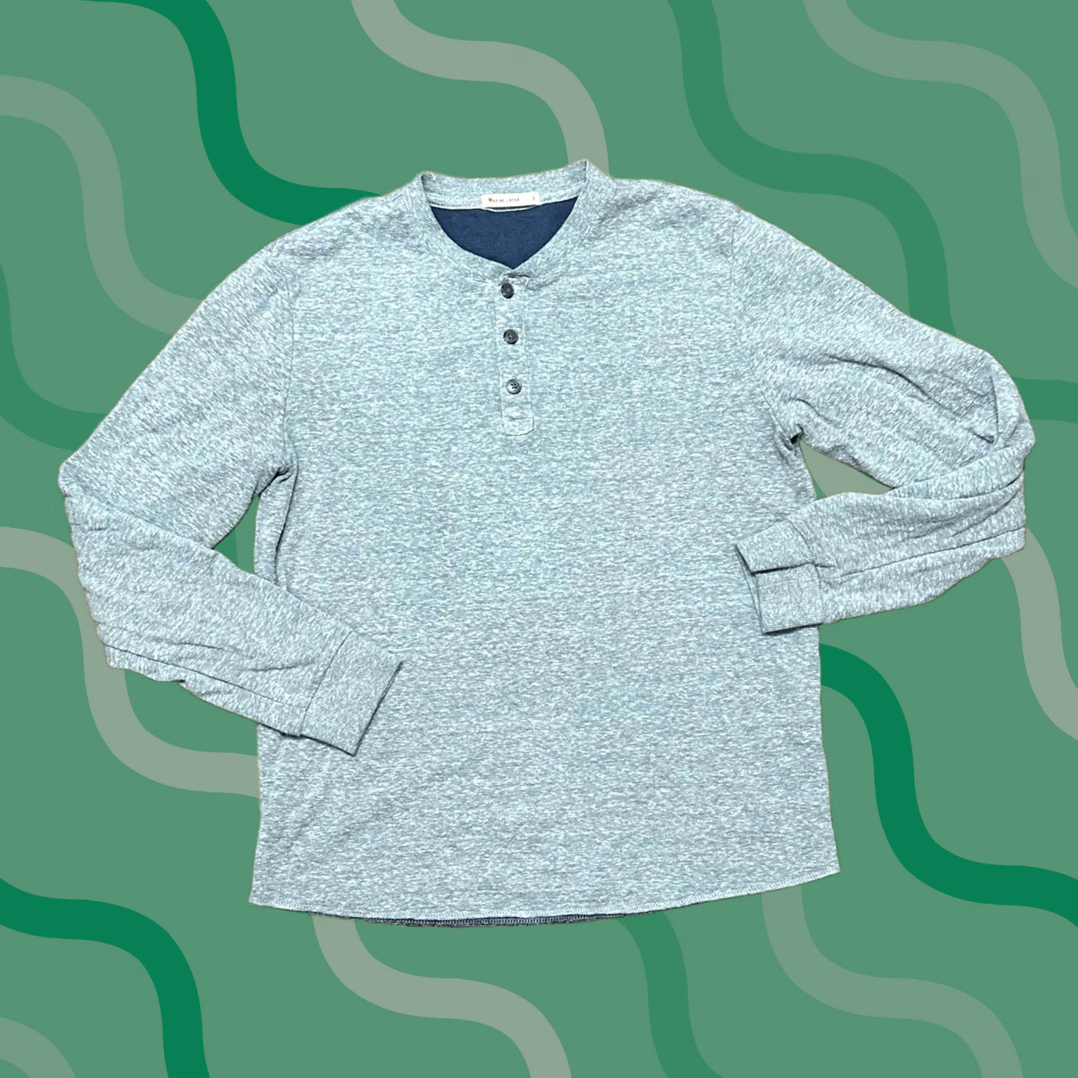 Marine Layer Marine Layer Mens Henley Shirt Long Sleeve Heather Gray Knit Cotton Base Layer Size S Size US S / EU 44-46 / 1 - 1 Thumbnail