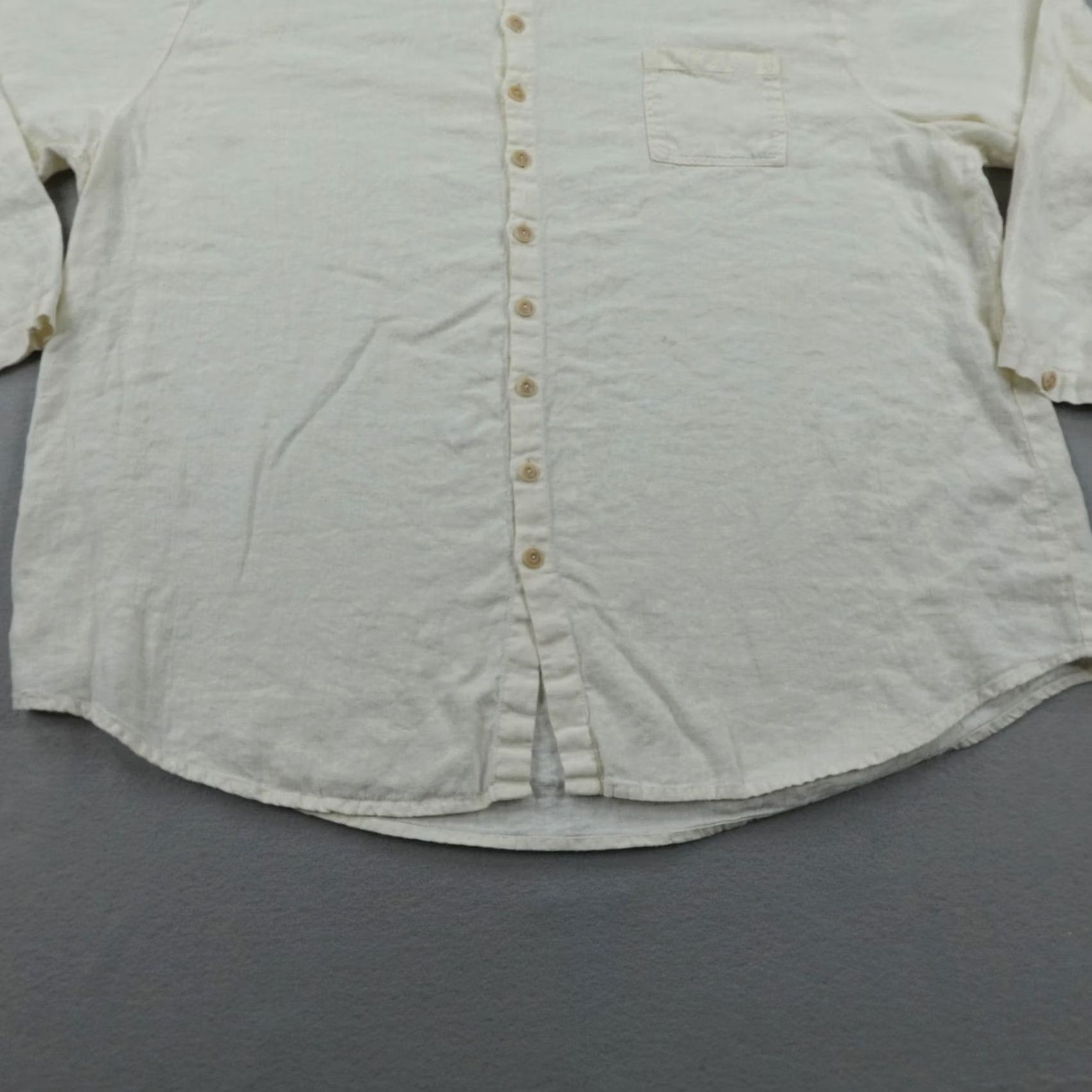 FLAX FLAX Shirt Womens 3G White Linen Button-Up Tunic Oversized Loose Fit Lagenlook Bohemian Casual Size XXL / US 16-18 / IT 52-54 - 3 Thumbnail
