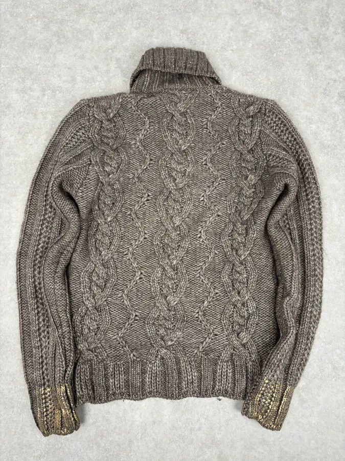 Roberto Cavalli AW2007 Cavalli Grey Wool Cable Knit Logo Buttoned Sweater Size US M / EU 48-50 / 2 - 5 Thumbnail