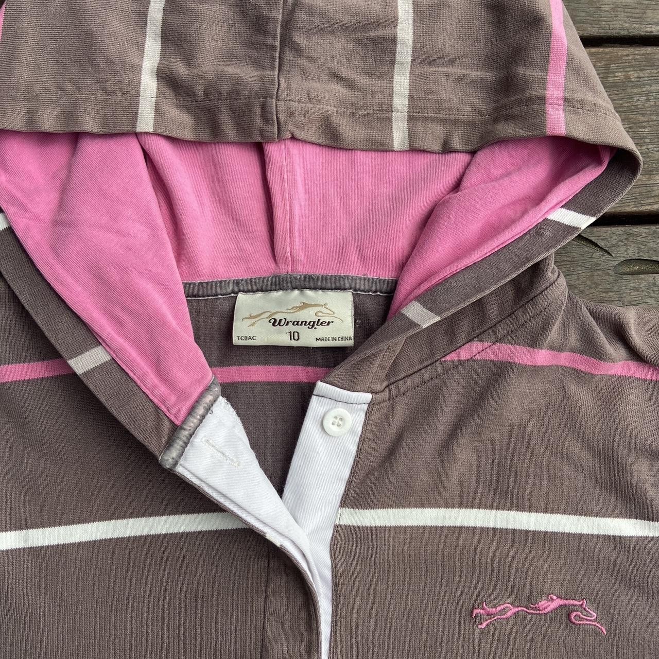 Wrangler vintage 2000s wrangler pink striped hooded top/hoodie Size M / US 6-8 / IT 42-44 - 2 Thumbnail