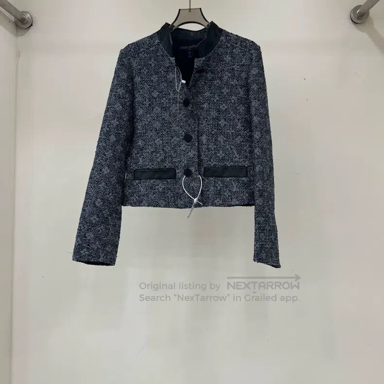 Louis Vuitton Louis Vuitton Navy Blue Full Print Tweed Jacket Size XS / US 0-2 / IT 36-38 - 1 Thumbnail