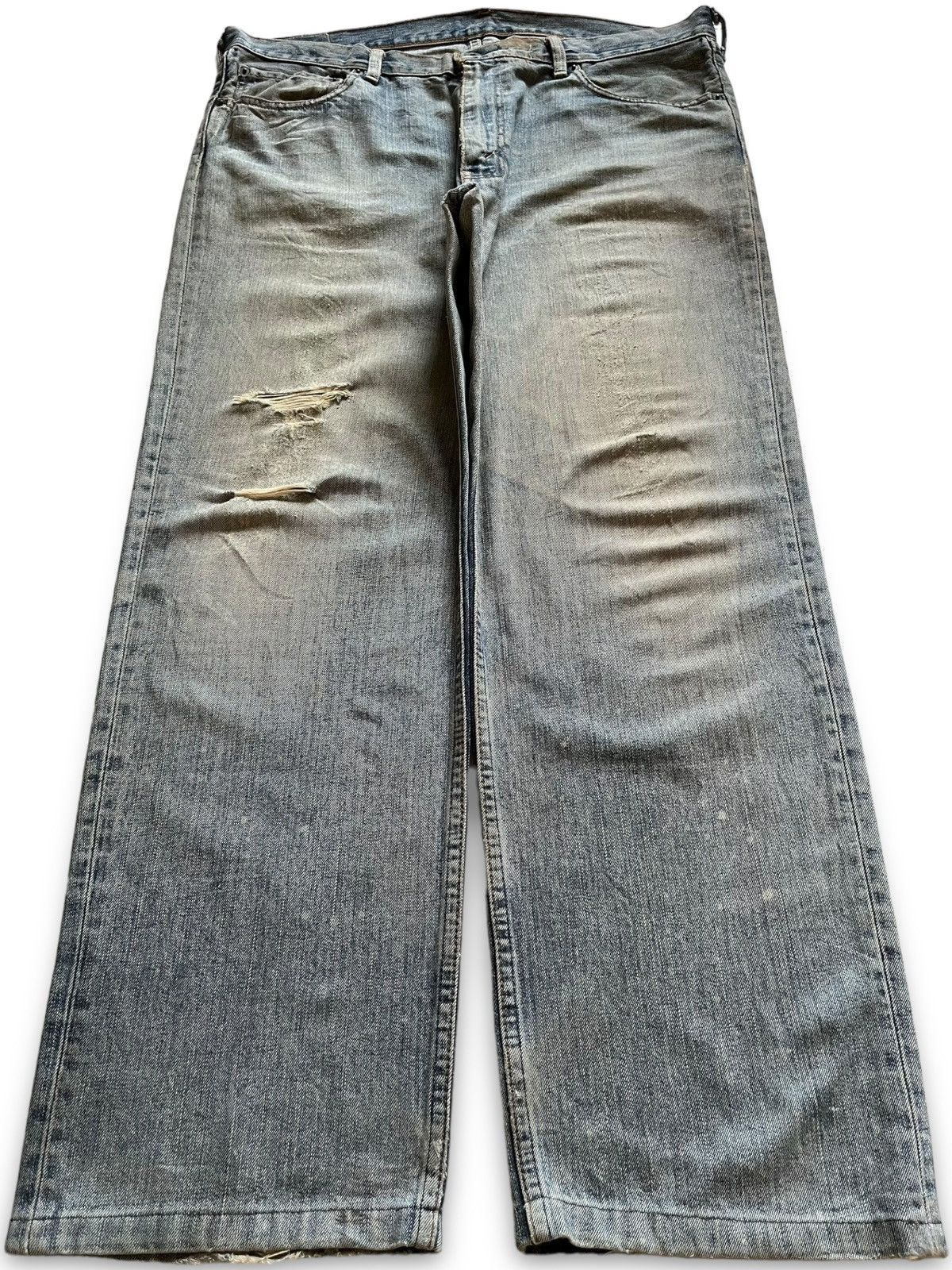 image of Distressed Denim x Levis Vintage 90's Levis 502 Japan Rusty Wash Distress Baggy Jeans in Blue (Size