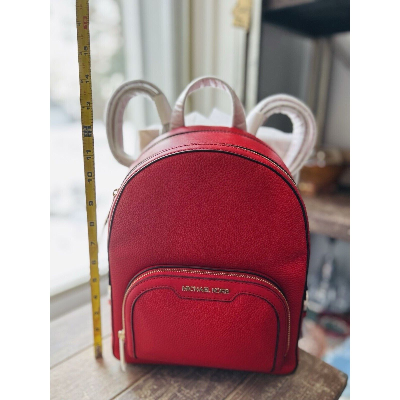 Michael Kors NWT Michael Kors Jaycee Backpack Leather Bright Red MSRP 498 Size ONE SIZE - 21 Thumbnail